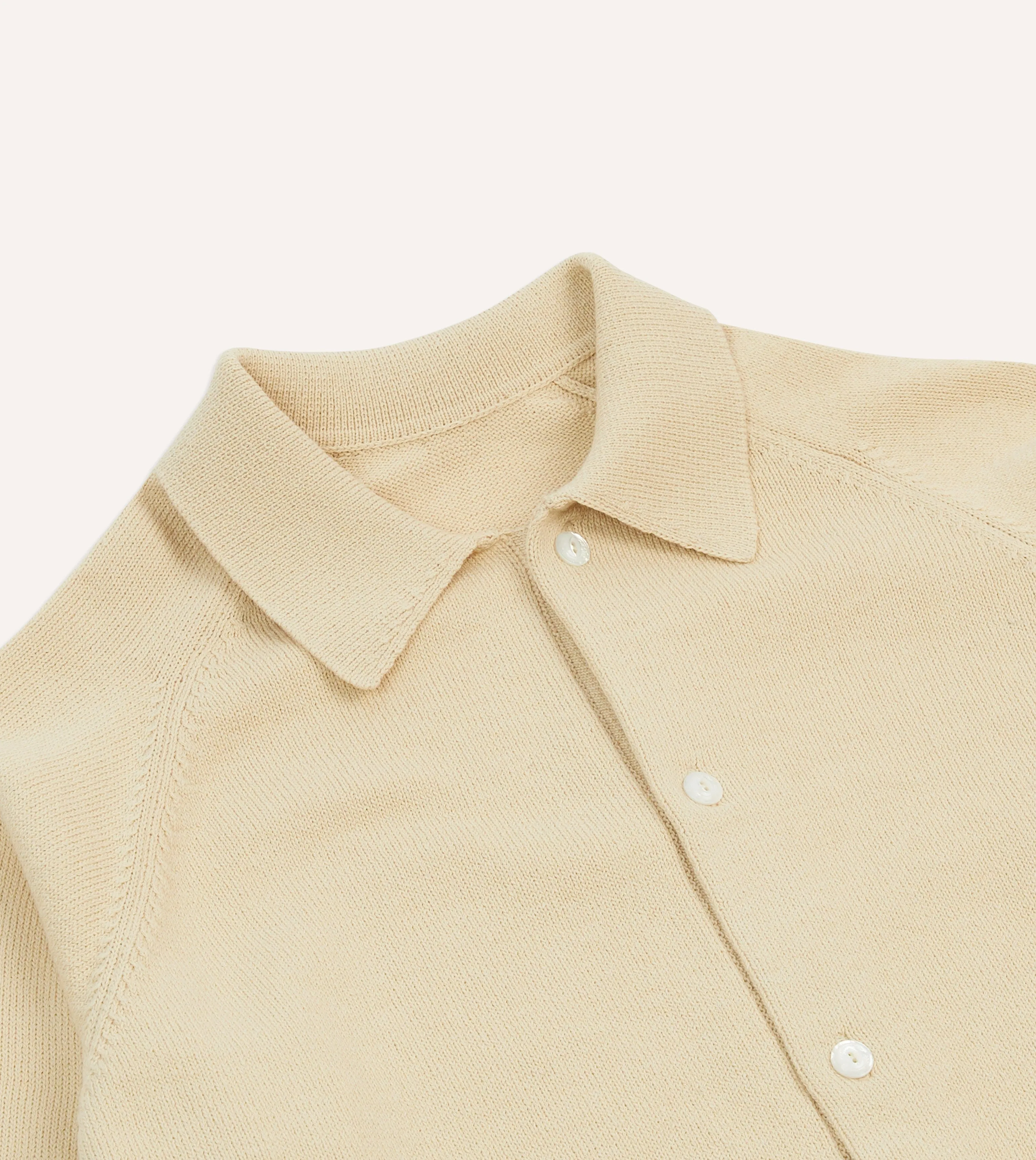 Sand Cotton Button-Through Knit Luminous Thread Accents