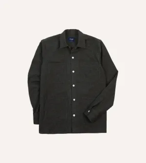 Easy-Going Style Grey Wool Four-Pocket Camp Collar Work Shirt