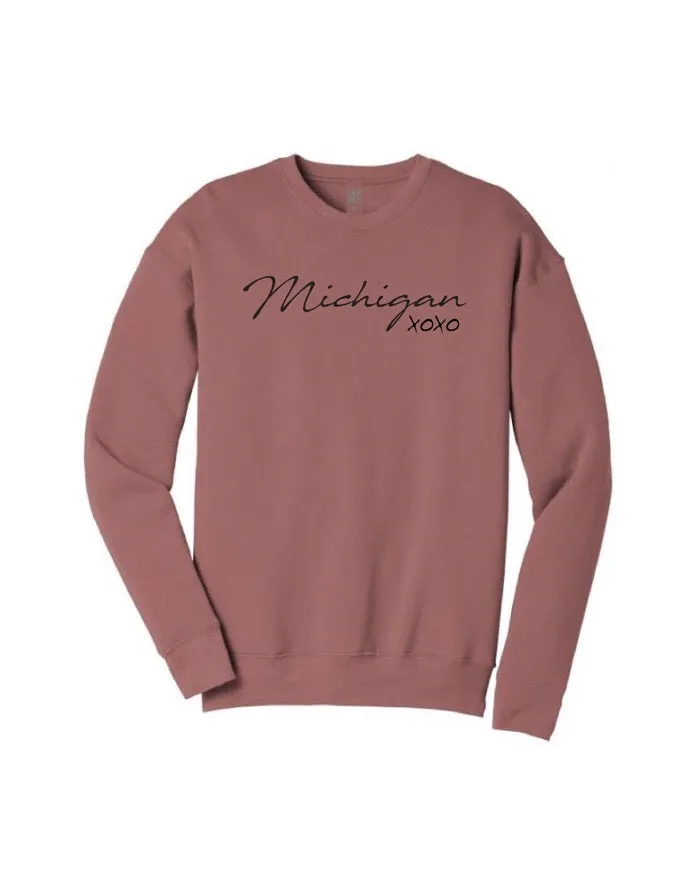 Ink Detroit Michigan XOXO Crewneck Sweatshirt - Mauve Soft Layer product market share