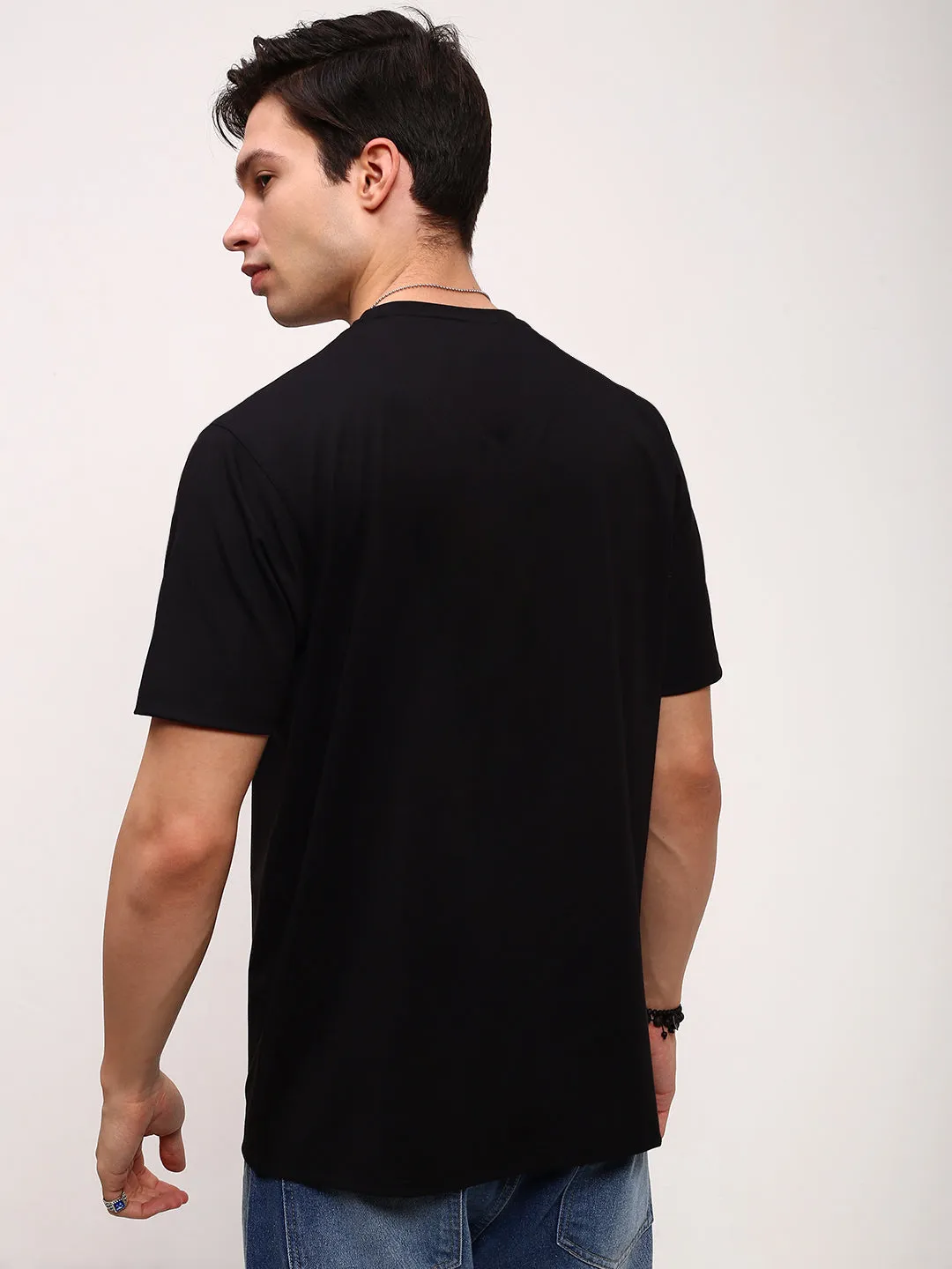 Active Comfort Wear product office appropriateness Men's Black Solid Cotton Round Neck T-Shirt