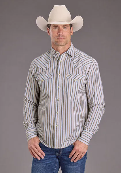 Stylish and Cozy Stetson Men's L/S Ombre Stripe Western Snap Shirt in Brown