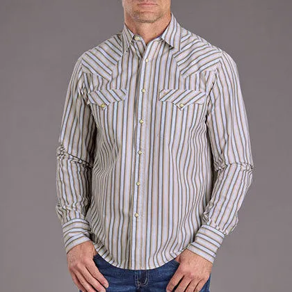 Indoor Comfort Stetson Men's L/S Ombre Stripe Western Snap Shirt in Brown