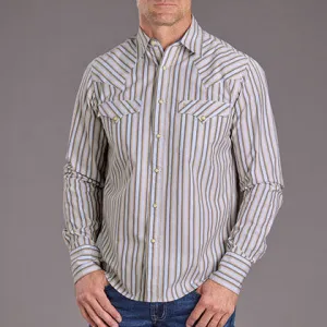 Indoor Comfort Stetson Men's L/S Ombre Stripe Western Snap Shirt in Brown