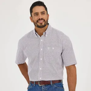 Wrangler Men's S/S George Strait Geometric Button Down Shirt in Diam Blue Red Non-toxic