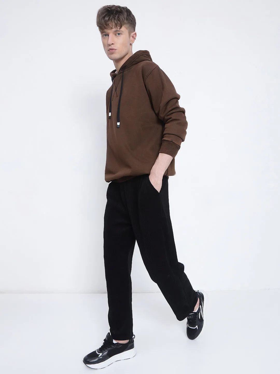 Satin Active Design Men's Brown Hoodie