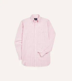 Pink Ticking Stripe Cotton Oxford Cloth Button-Down Shirt Light Wear petite size