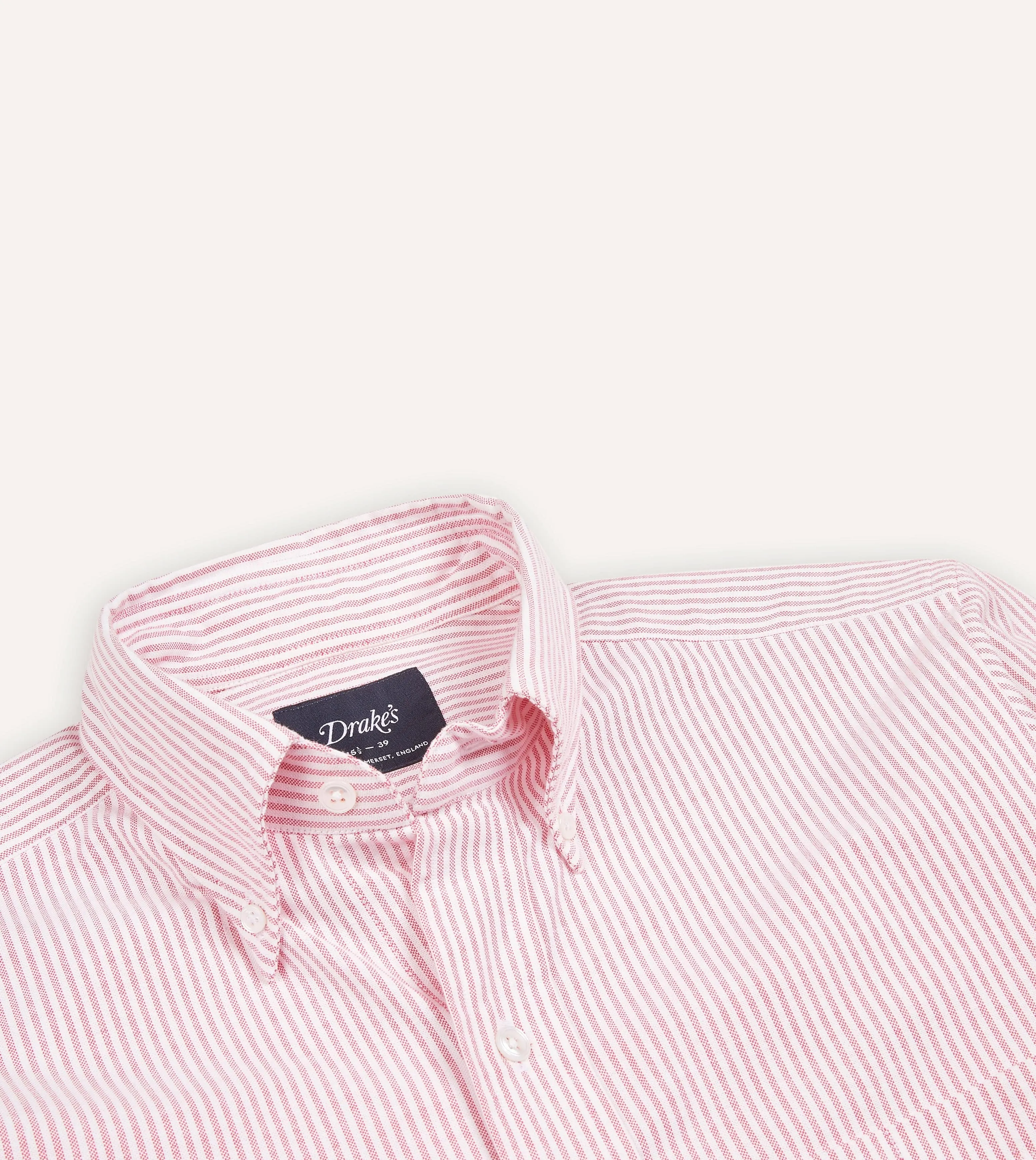 Simple Comfort Look Pink Ticking Stripe Cotton Oxford Cloth Button-Down Shirt