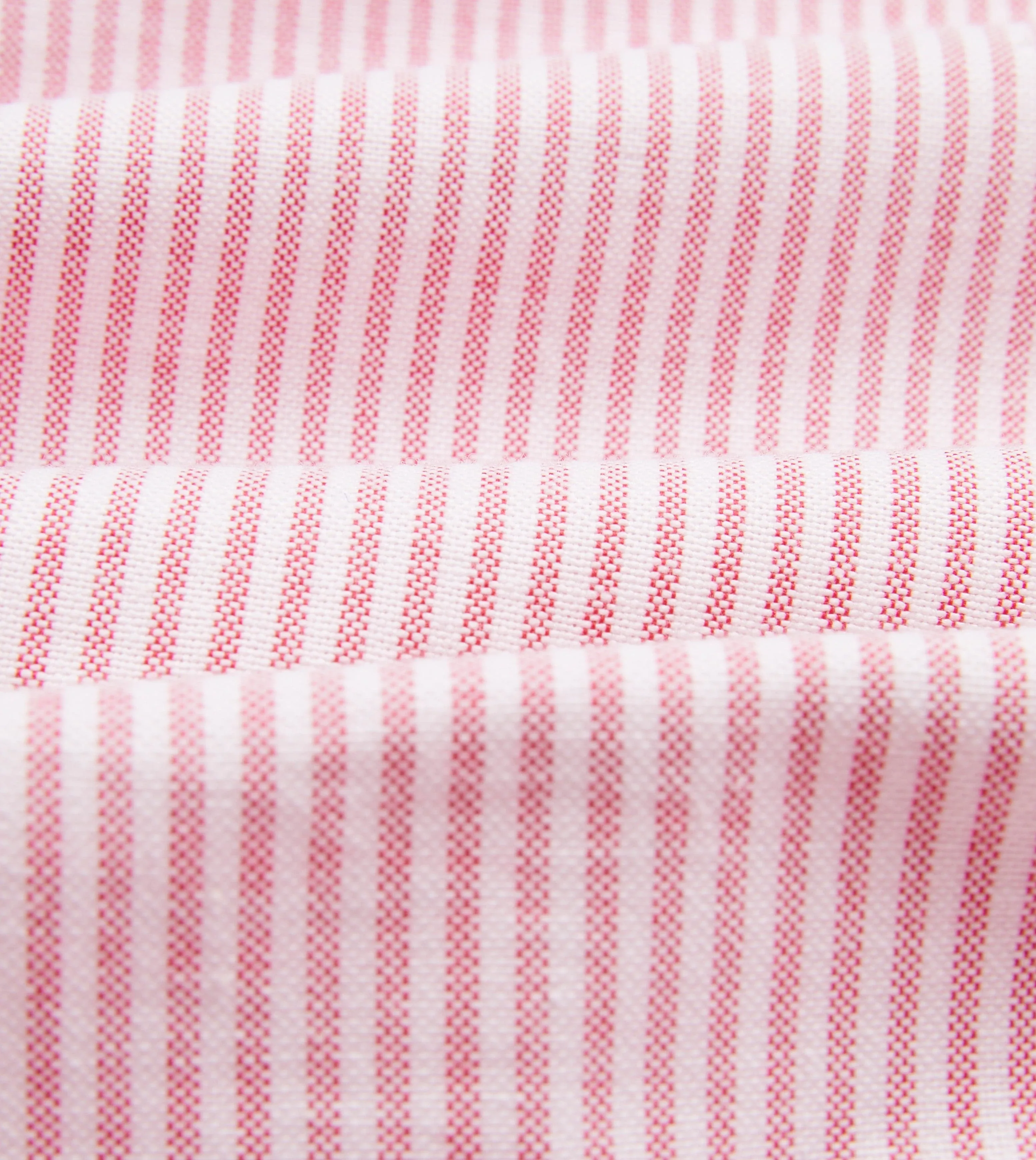 Pink Ticking Stripe Cotton Oxford Cloth Button-Down Shirt Stretchable Fabric