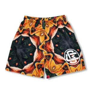 Urban Style No Slip Waistband Basketball Luxury Print Mesh Shorts