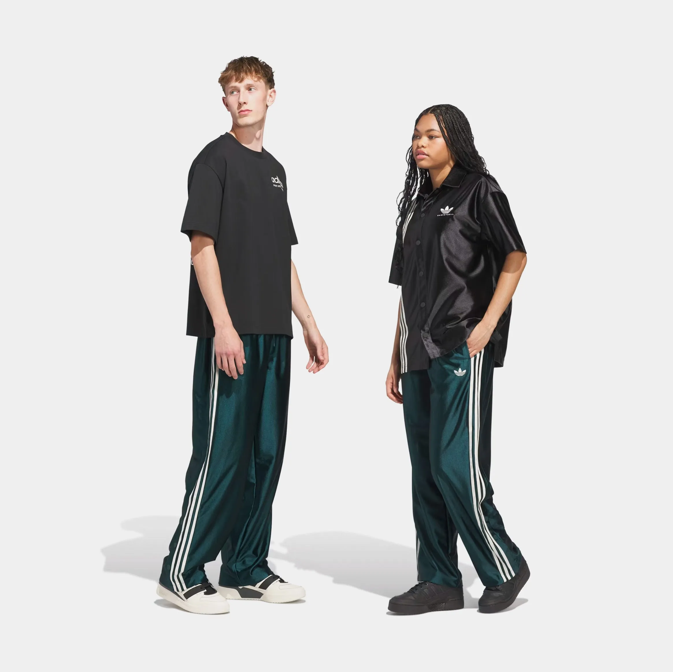 Basketball Tear Away Track Mens Pants (Green/Beige) All Day Comfort Fit