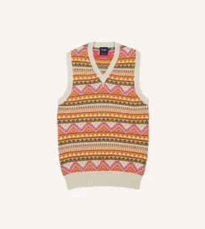 Minimal Fashion TearResistant Fabric Beige Cotton Cashmere Kilim Knit Vest