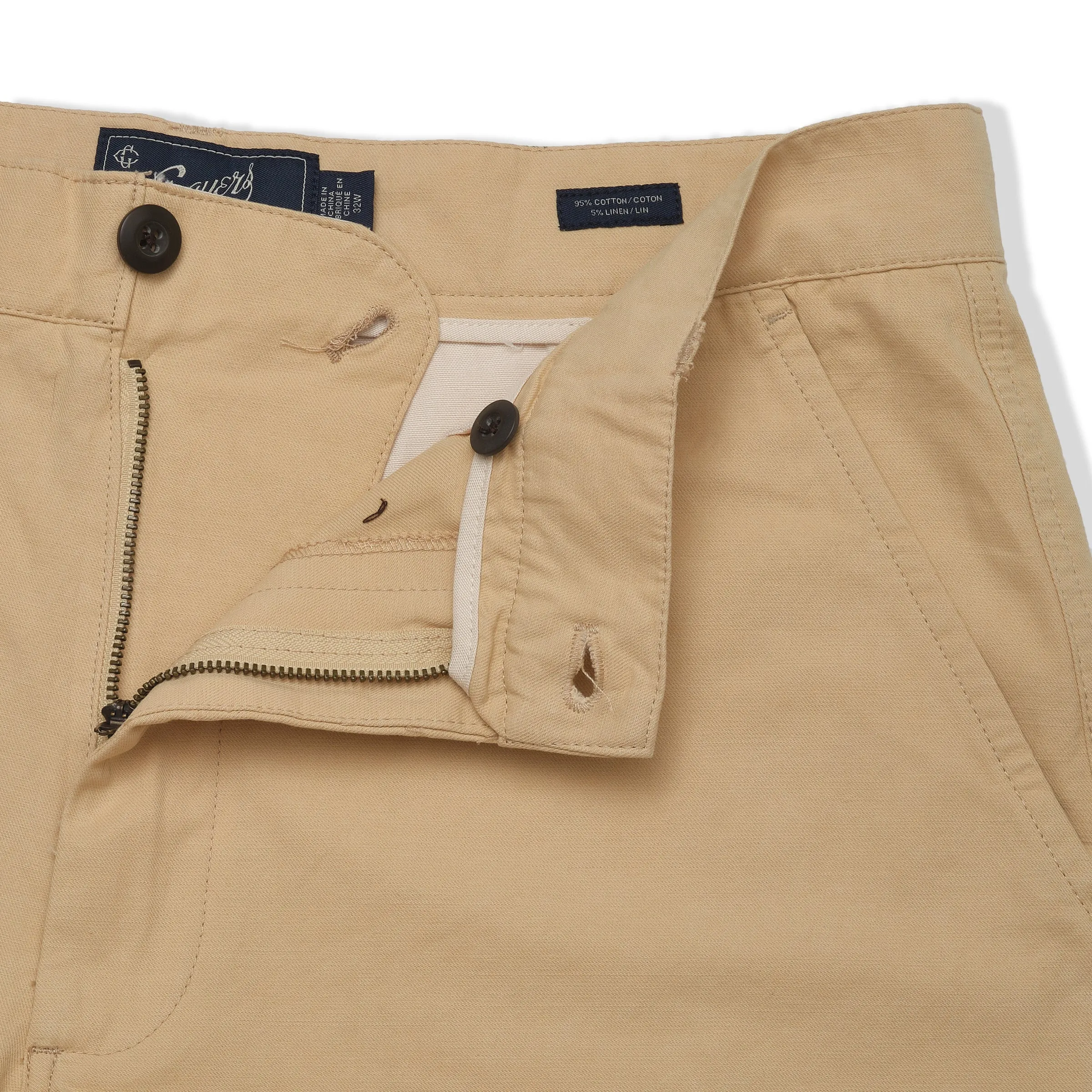 Bimini Cotton Linen Blend Shorts 8" - Khaki Comfy Motion Stretchable