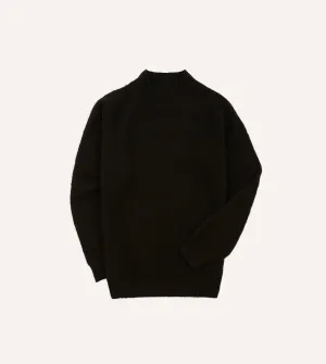 Black Brushed Shetland Mock Neck Jumper Natural Feel