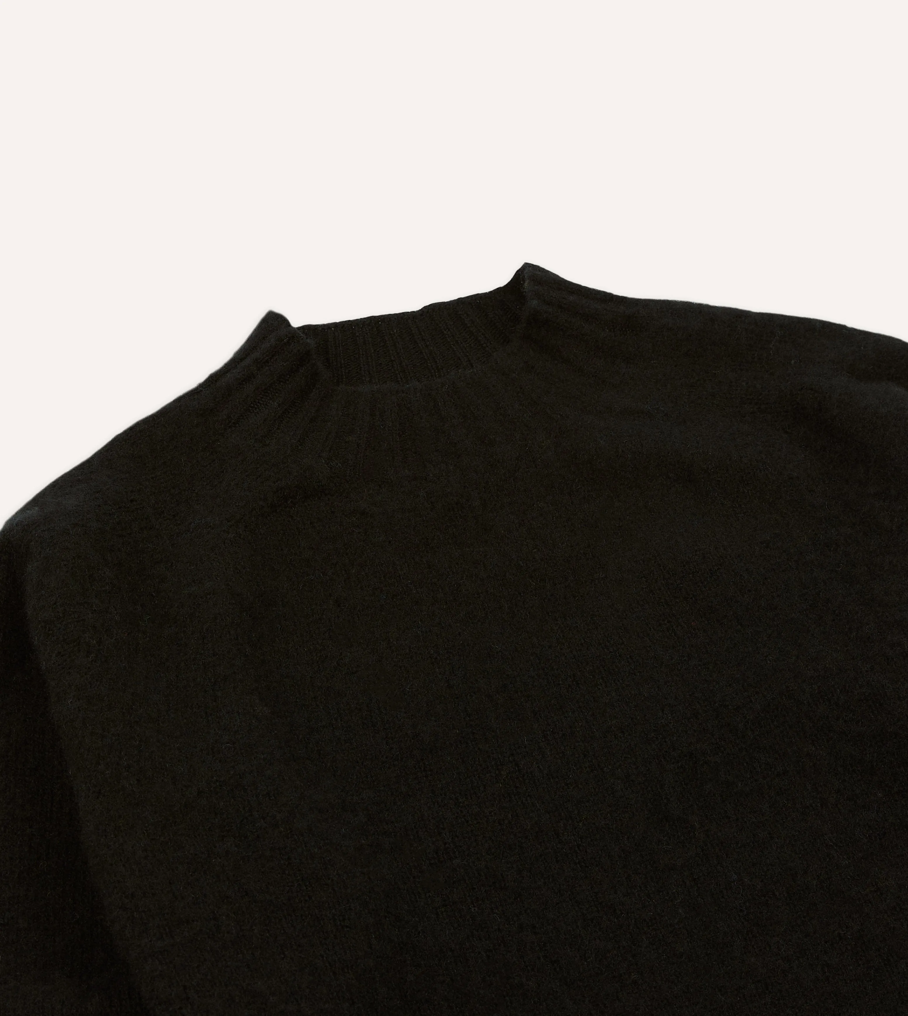 Black Brushed Shetland Mock Neck Jumper Comfortable Wear