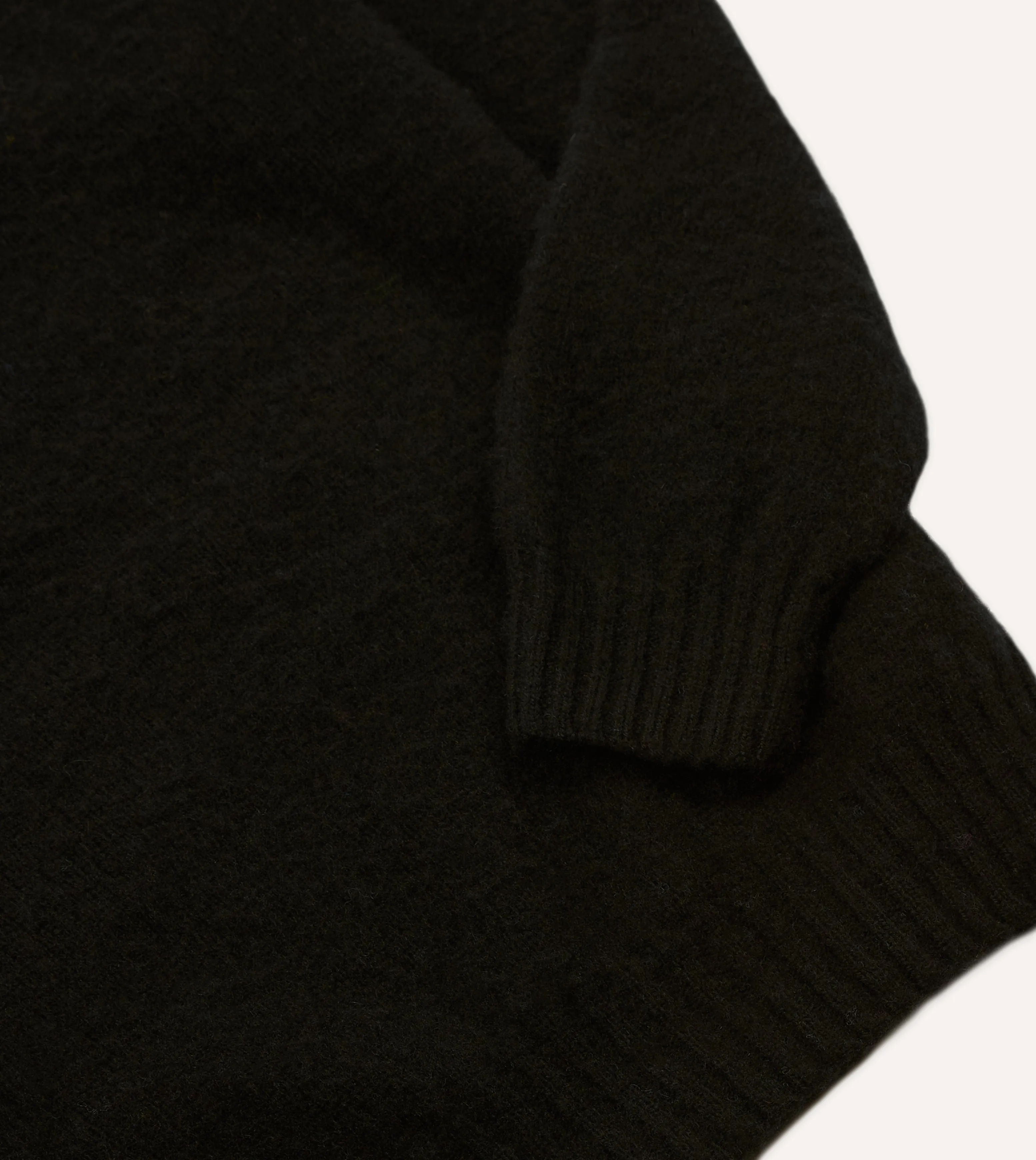 Plush Texture Circular Knit Technology Black Brushed Shetland Mock Neck Jumper