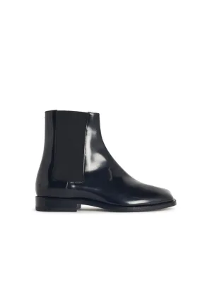 Black Leather Tabi Ankle Boots Stylish Look Narrow Shape