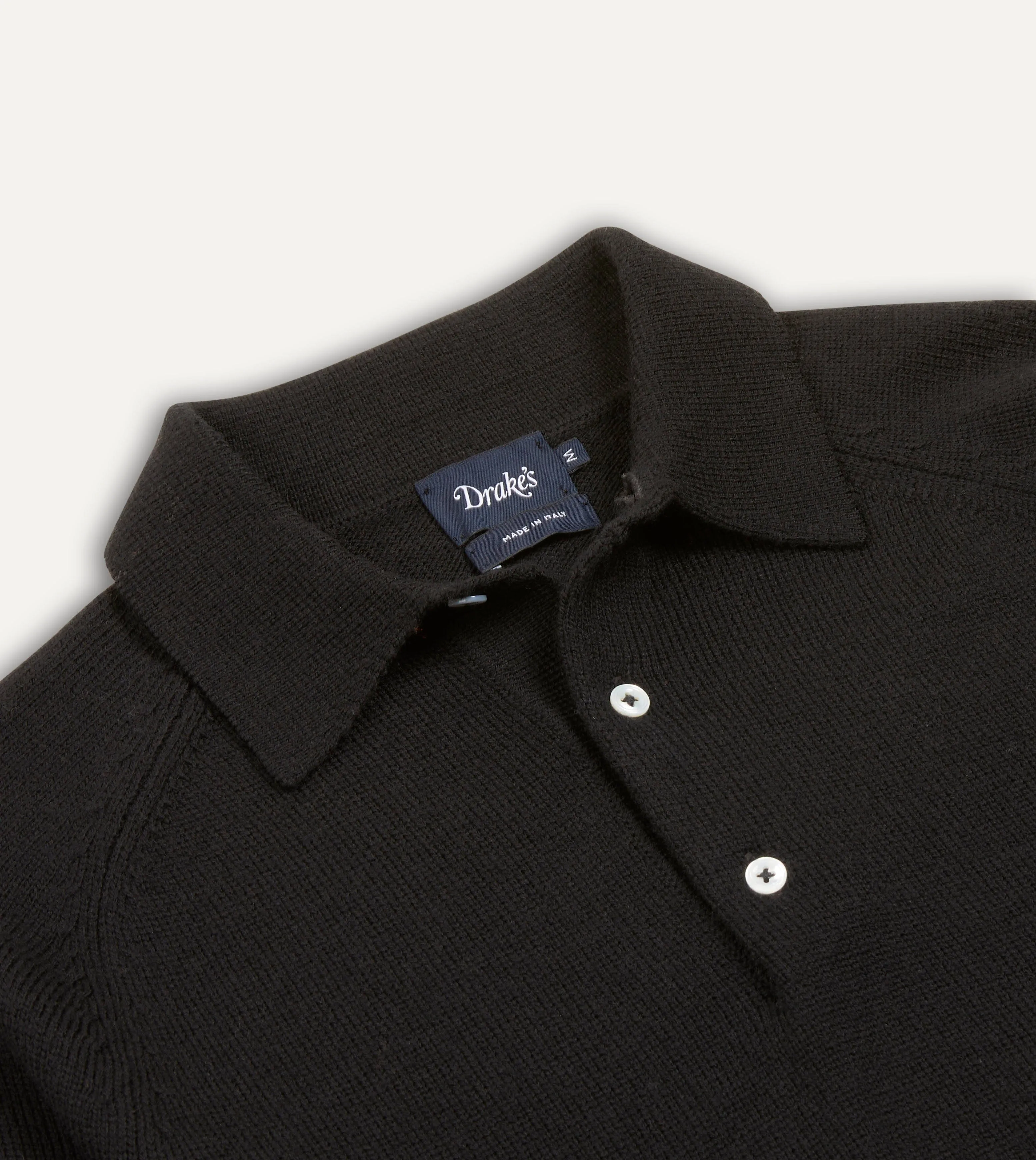 Black Merino Wool Knitted Polo Tagless Label System