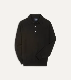 Black Merino Wool Knitted Polo windy days