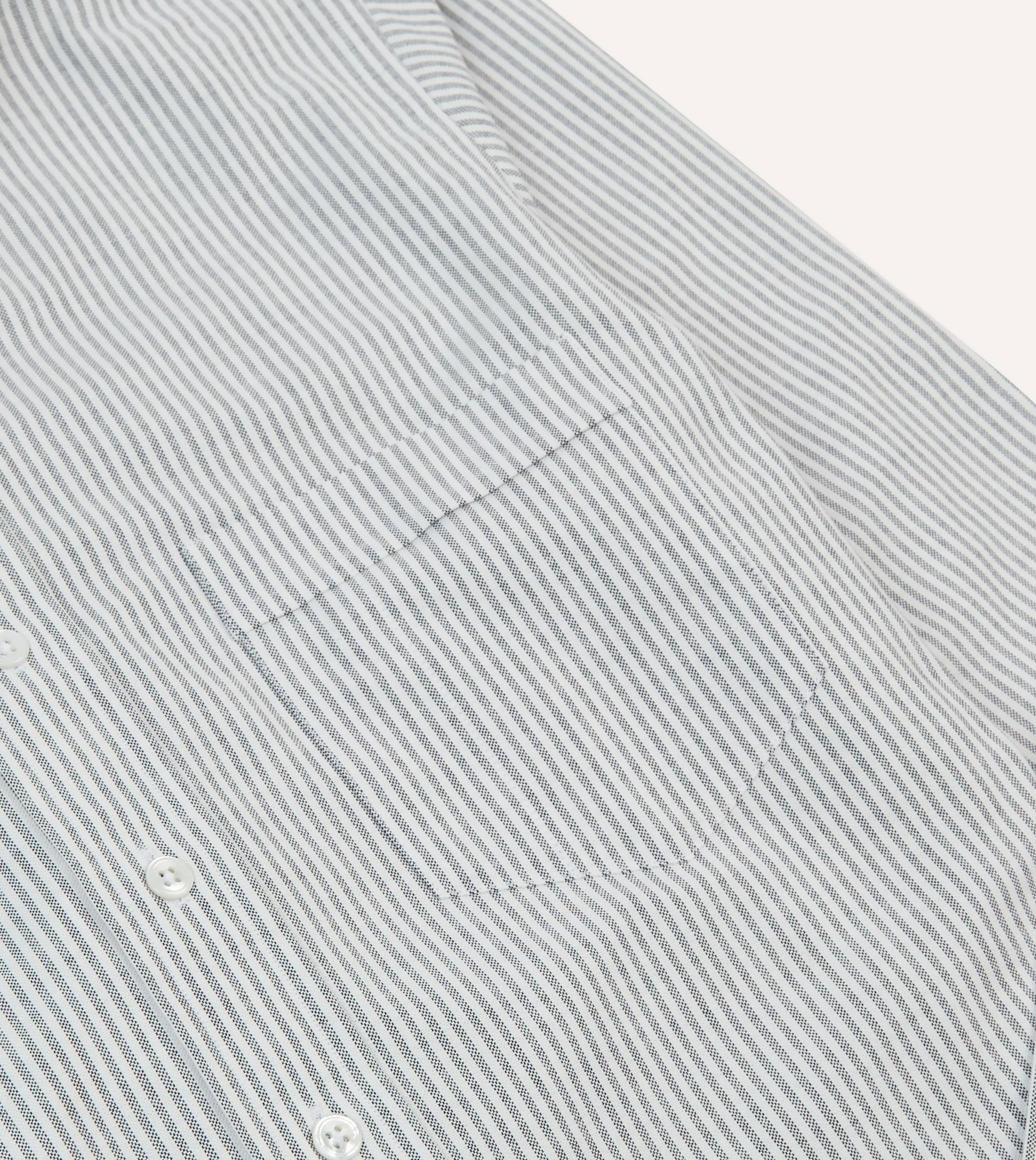 Black Ticking Stripe Cotton Oxford Cloth Button-Down Shirt NonRestrictive Cut