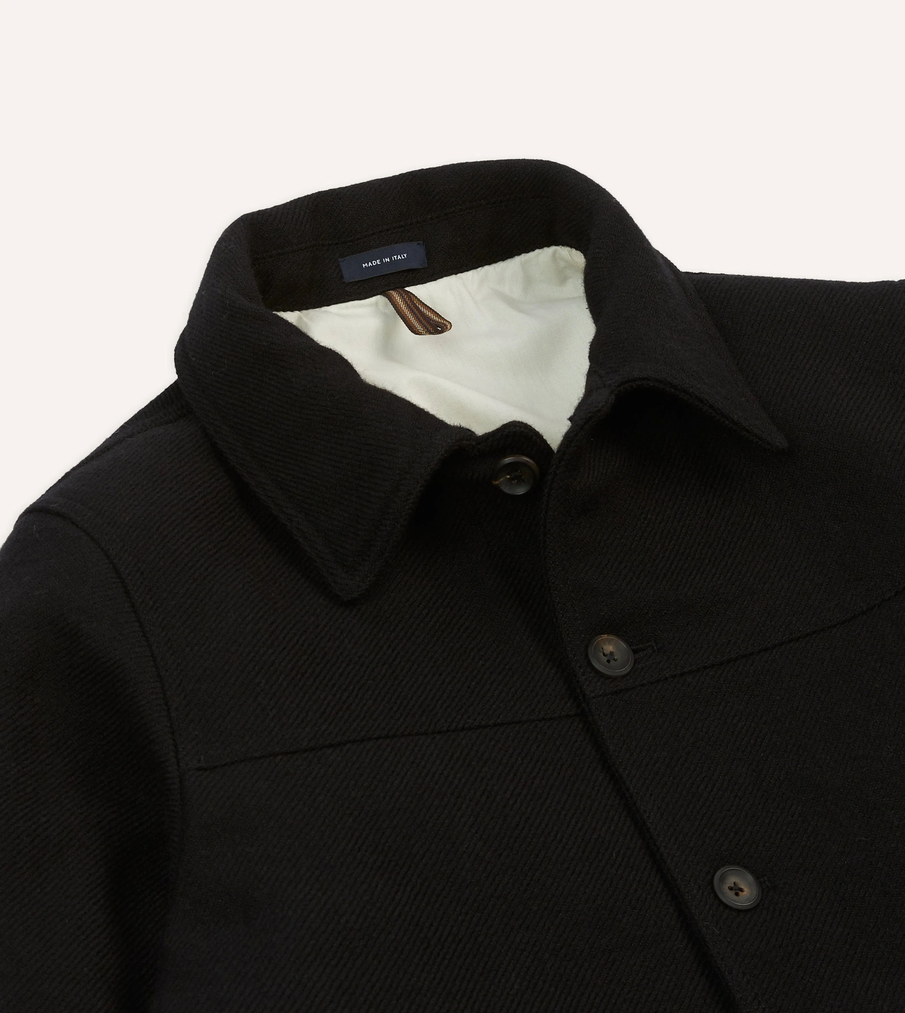 Black Wool Donkey Jacket Windproof Design