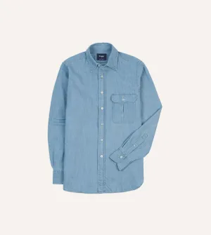 Bleach Wash Denim Work Shirt Stylish Everyday Wear