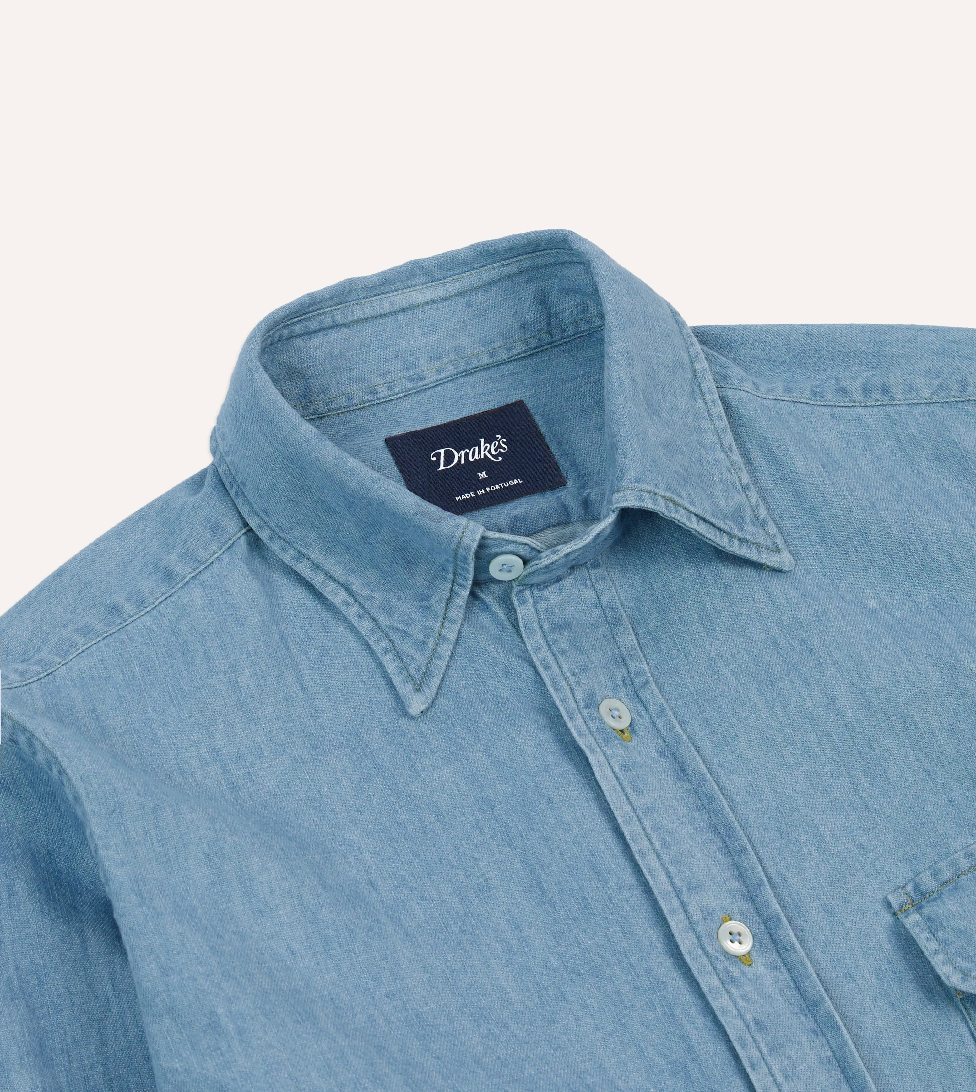 Simple Comfort Bleach Wash Denim Work Shirt