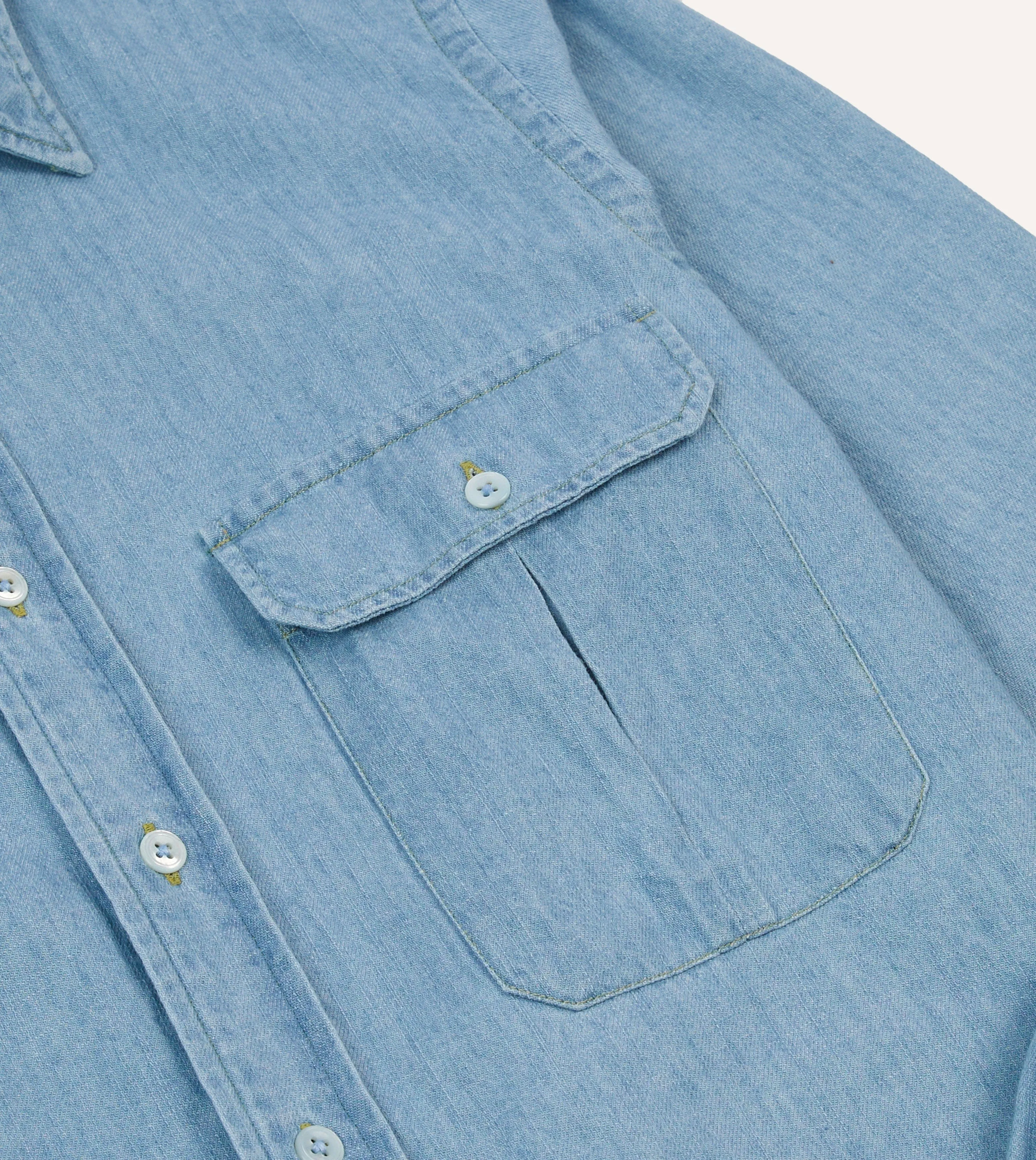 Bleach Wash Denim Work Shirt Fit for All Seasons