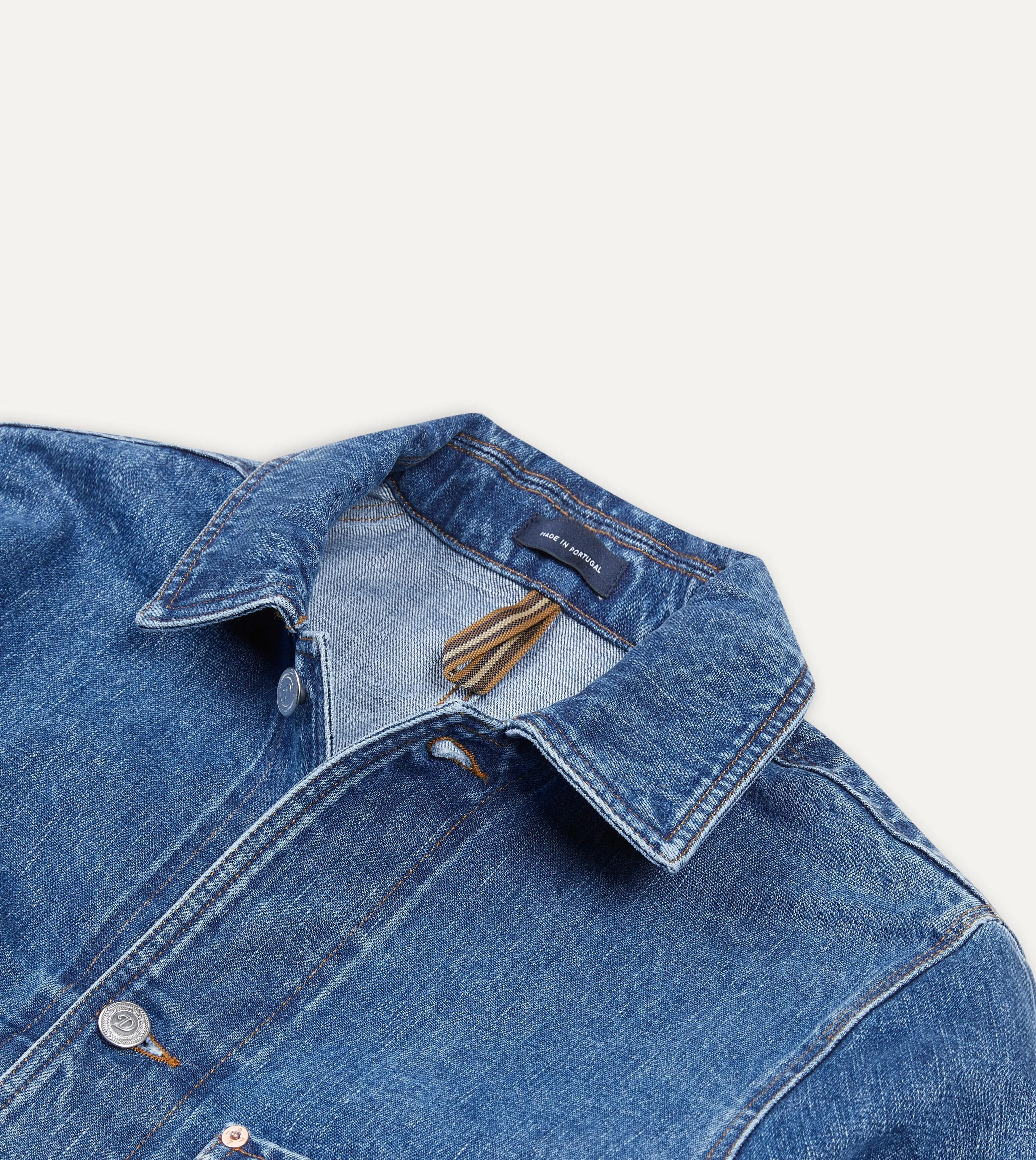 Bleach Wash Selvedge Denim Five-Pocket Chore Jacket Thermo Regulating Fabric simple design