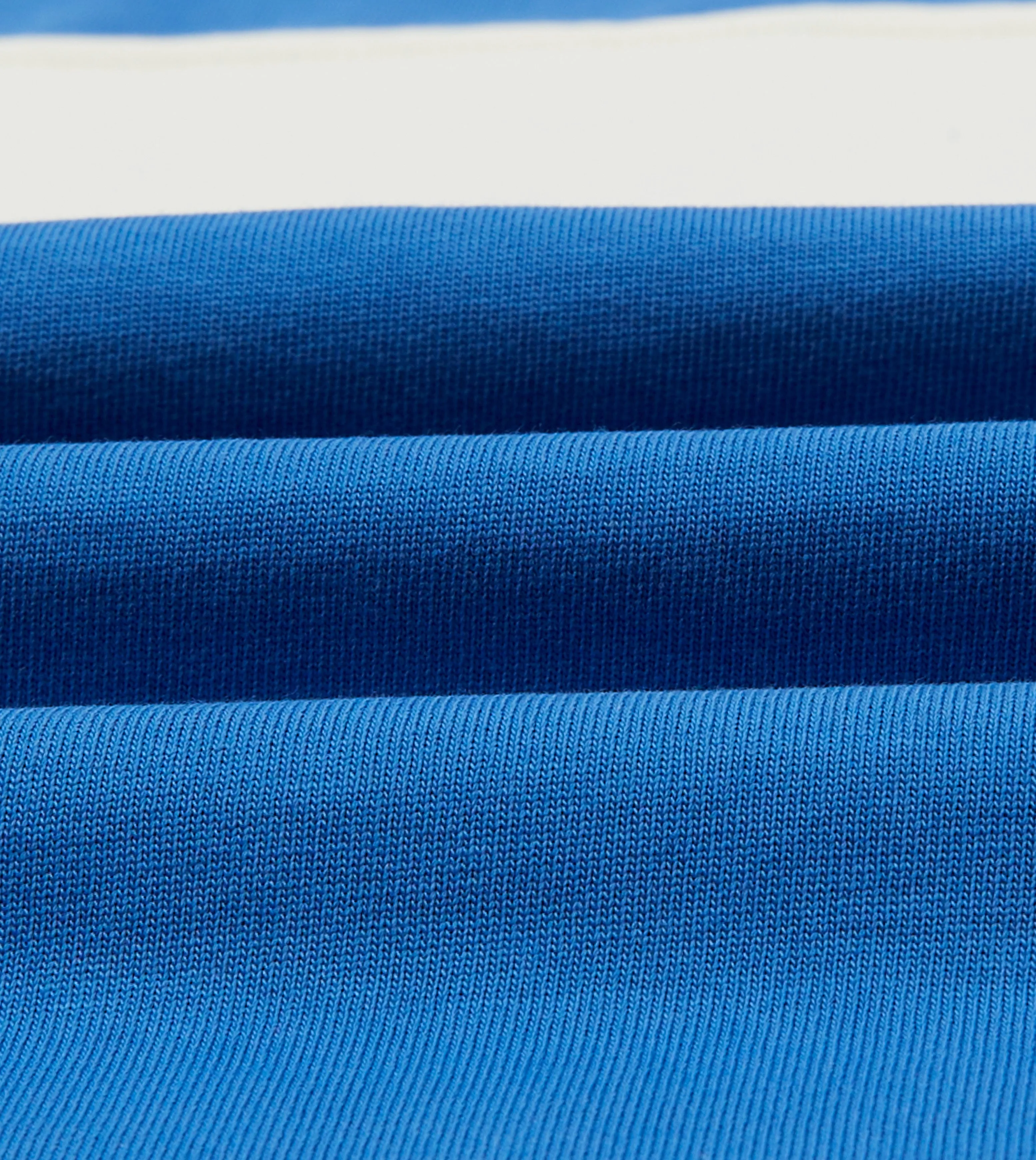 Blue and Ecru Panel Stripe Cotton Crew Neck Hiking T-Shirt Printed uniqueness