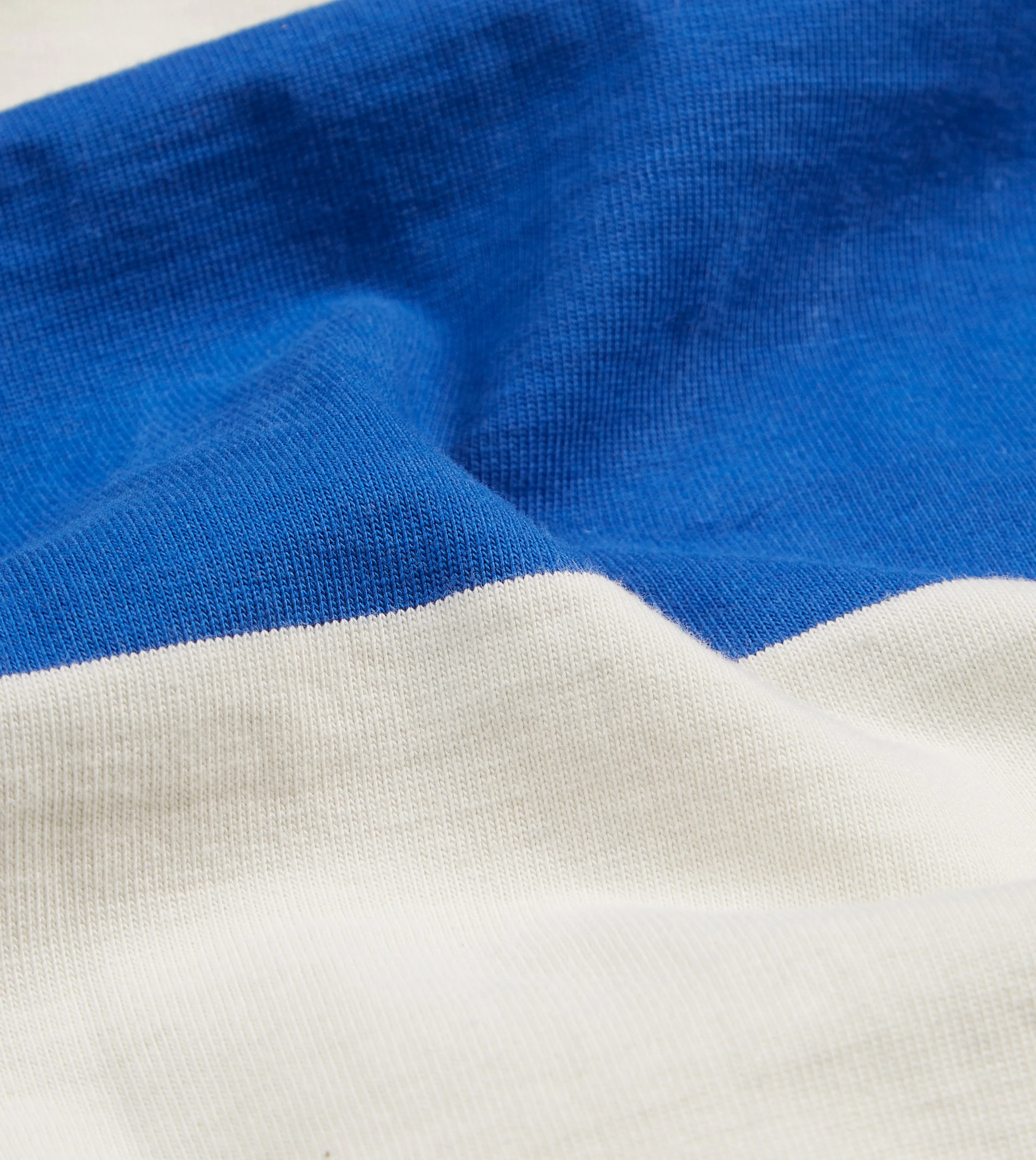 Chilly Style Blue and White Wide Stripe Heavy Cotton Crew Neck Hiking T-Shirt