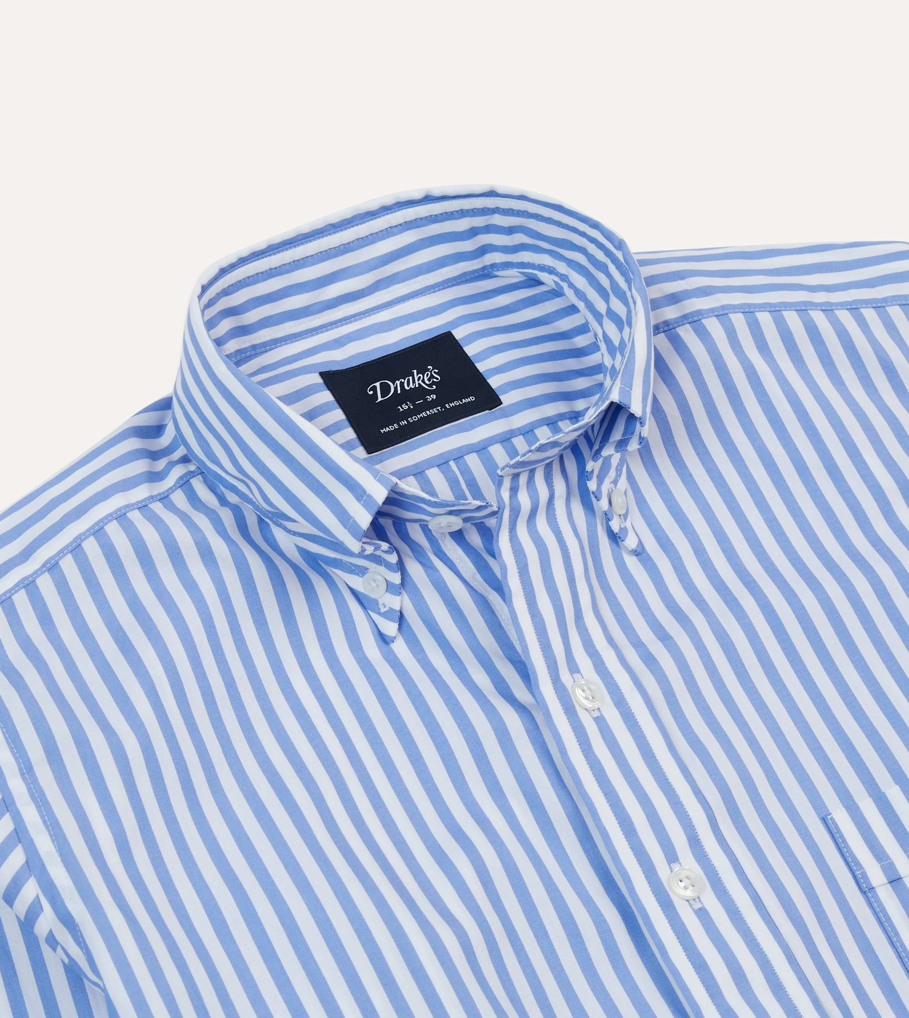 Blue Bengal Stripe Cotton Poplin Button-Down Shirt Cool Fit Timeless Design