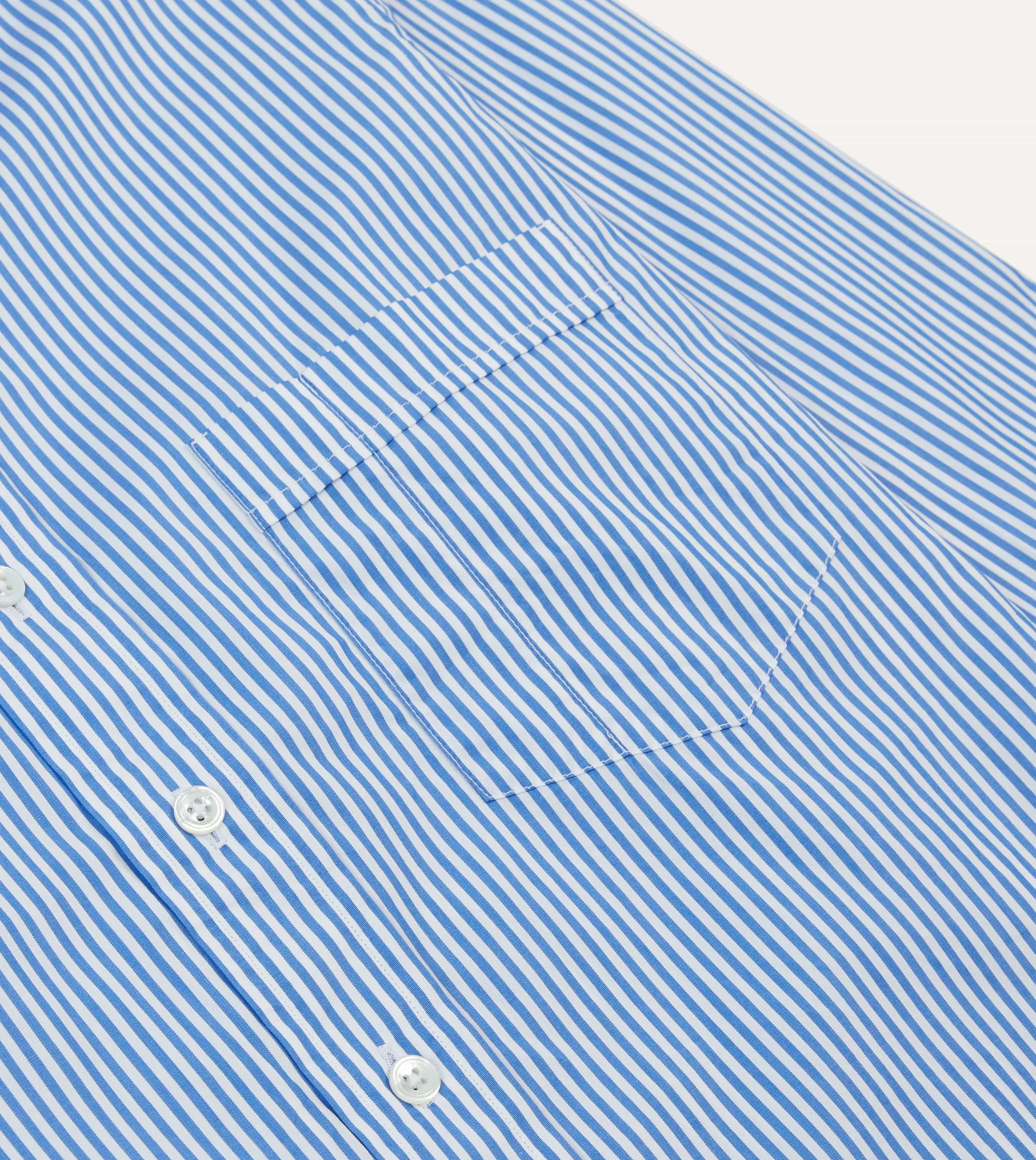 Blue Bengal Stripe Cotton Poplin Button-Down Shirt Machine washable