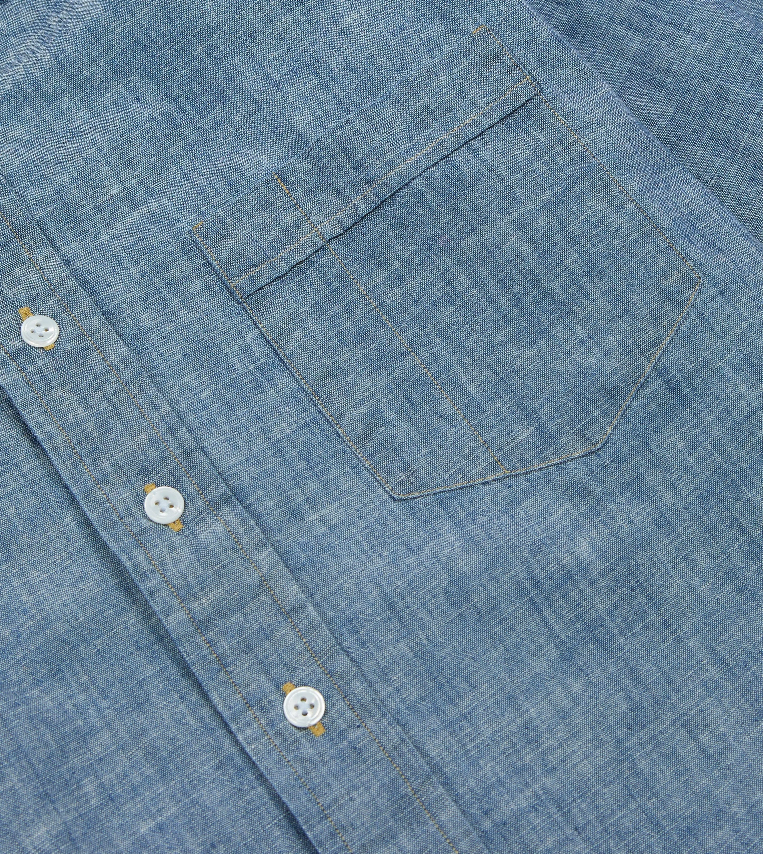 Blue Chambray Long Point Collar Shirt Street Ready