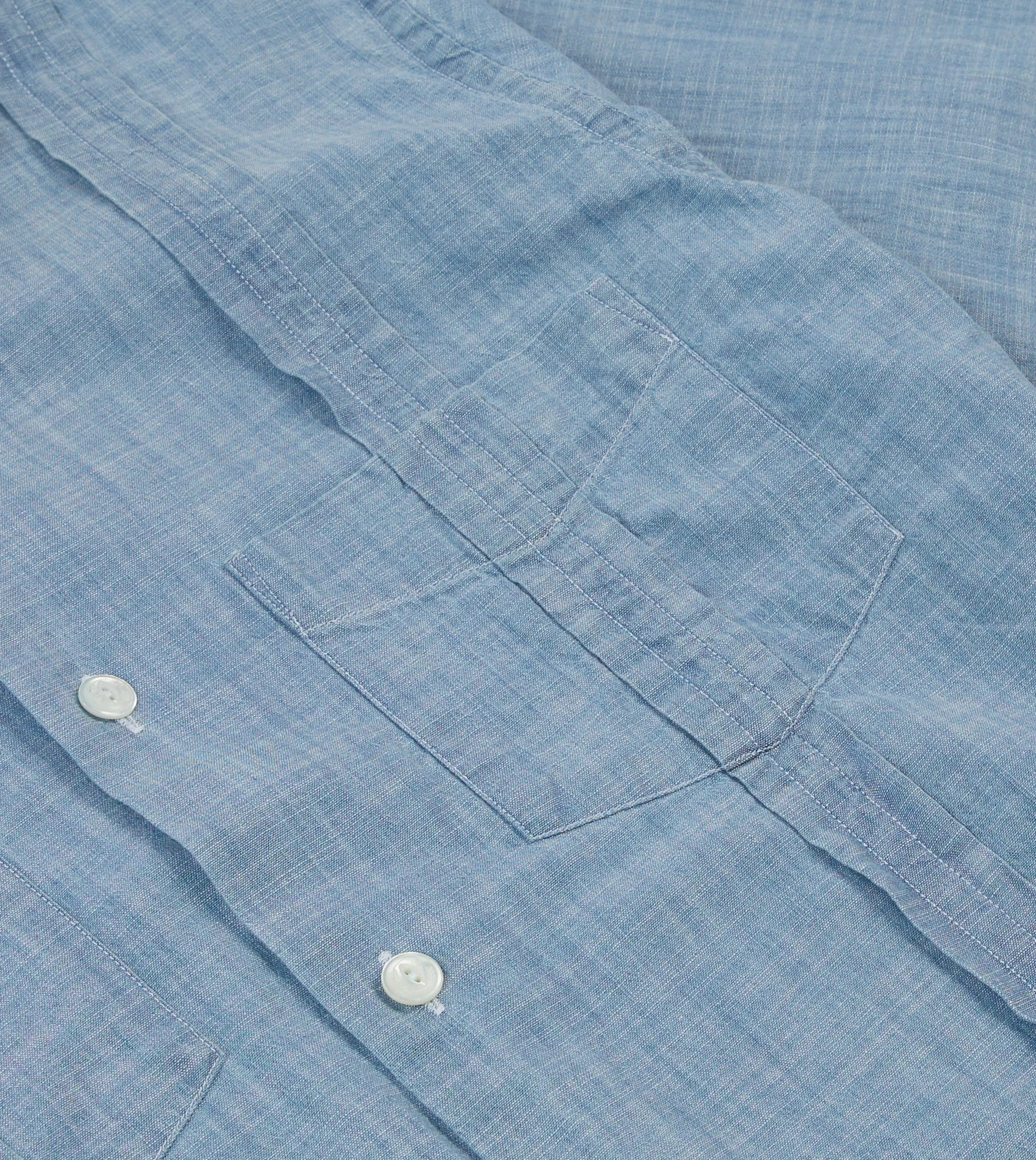 Blue Chambray Short Sleeve Cuban Shirt Fit for Any Season
