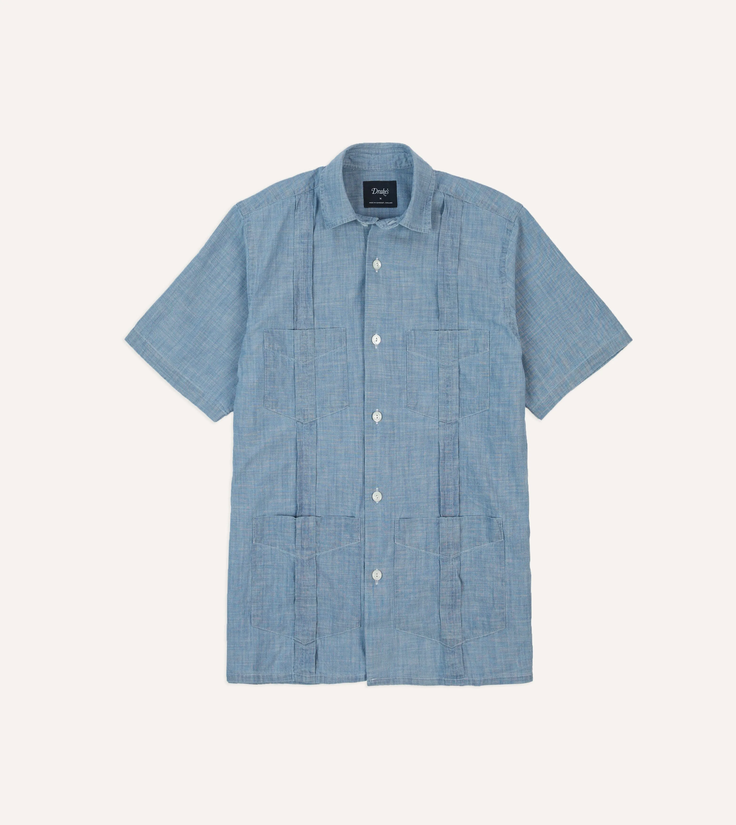 Light and Fresh Blue Chambray Short Sleeve Cuban Shirt