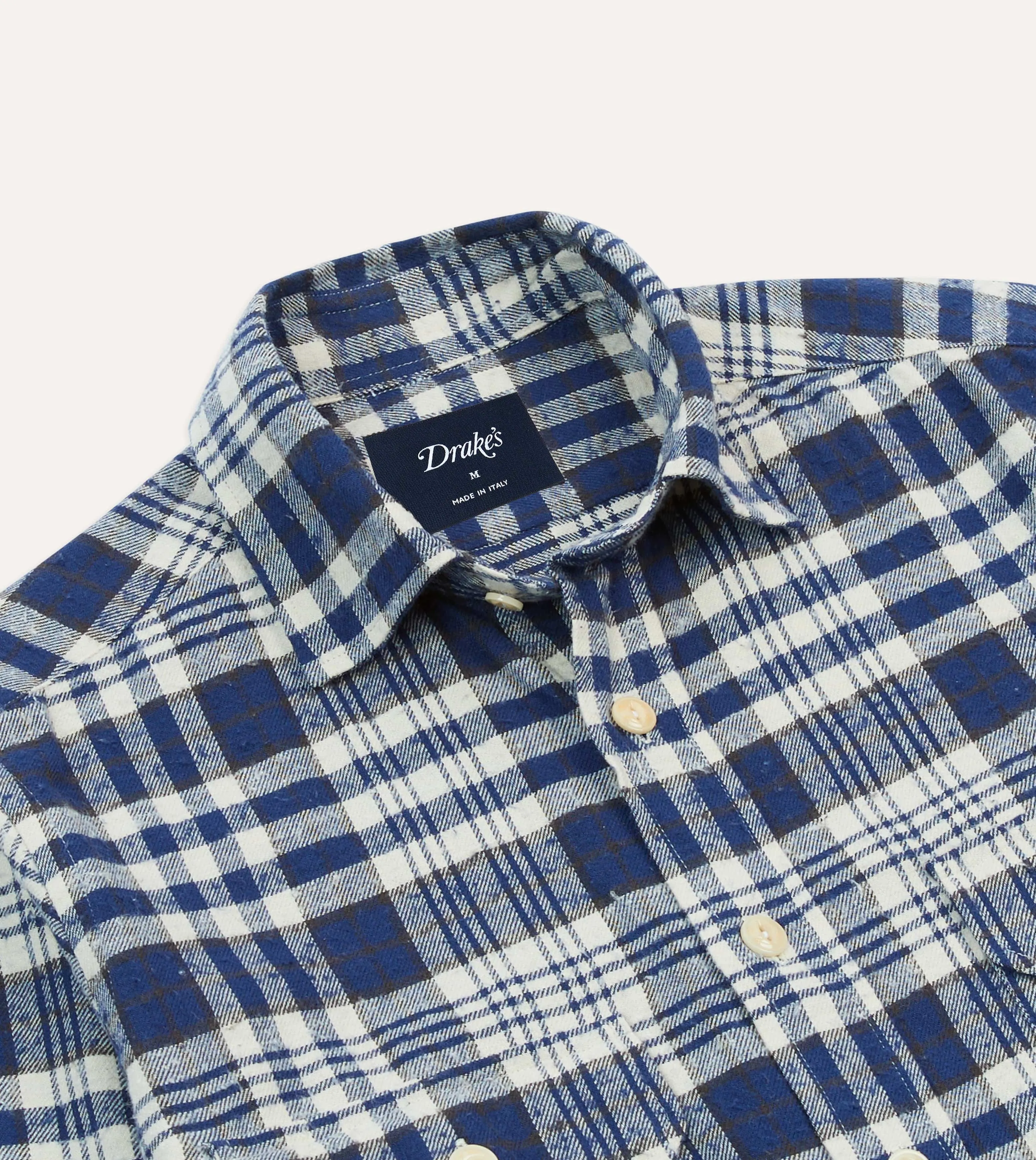 Active Trend Perfect for Layering Blue Check Brushed Cotton Two-Pocket Work Shirt