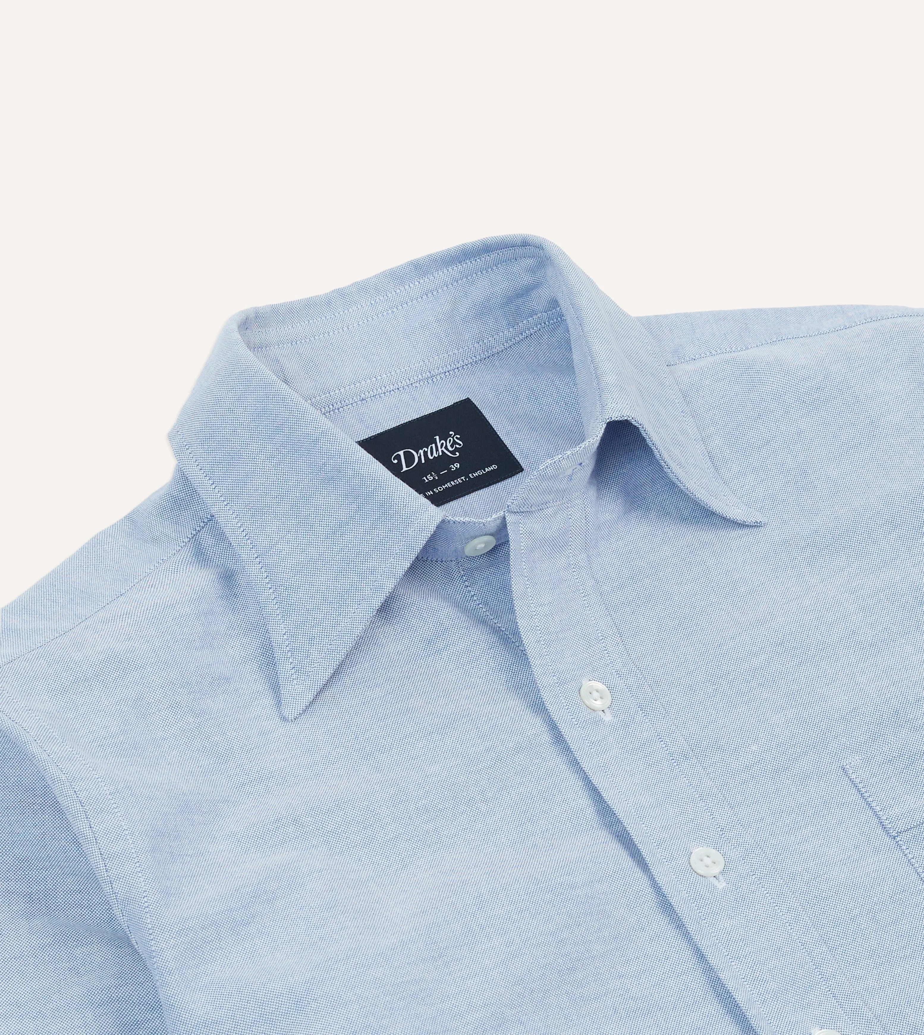 Relaxed Layers Blue Cotton Oxford Cloth Long Point Collar Shirt
