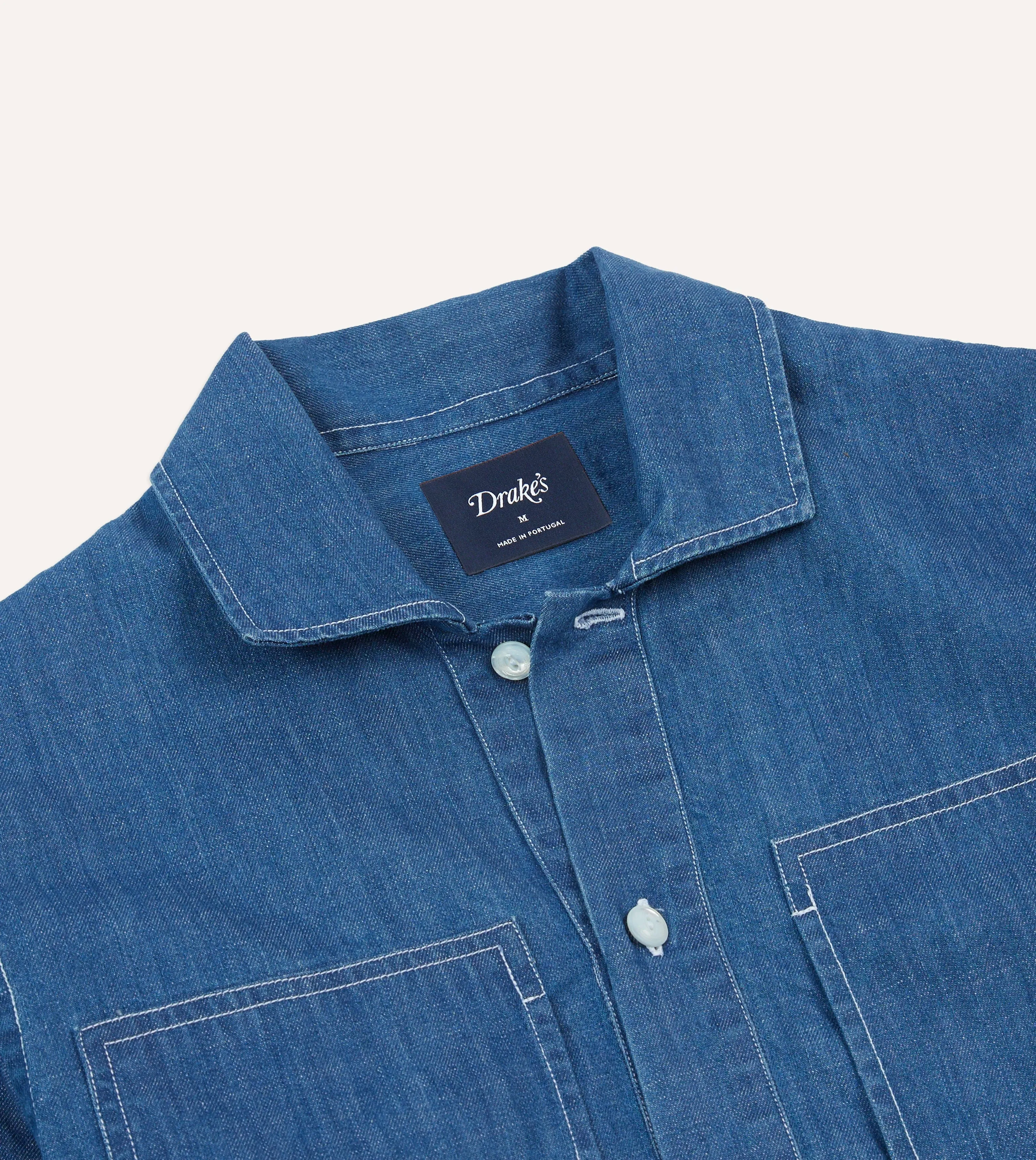 BreathableMaterial shopping Blue Denim Spread Collar Popover Shirt