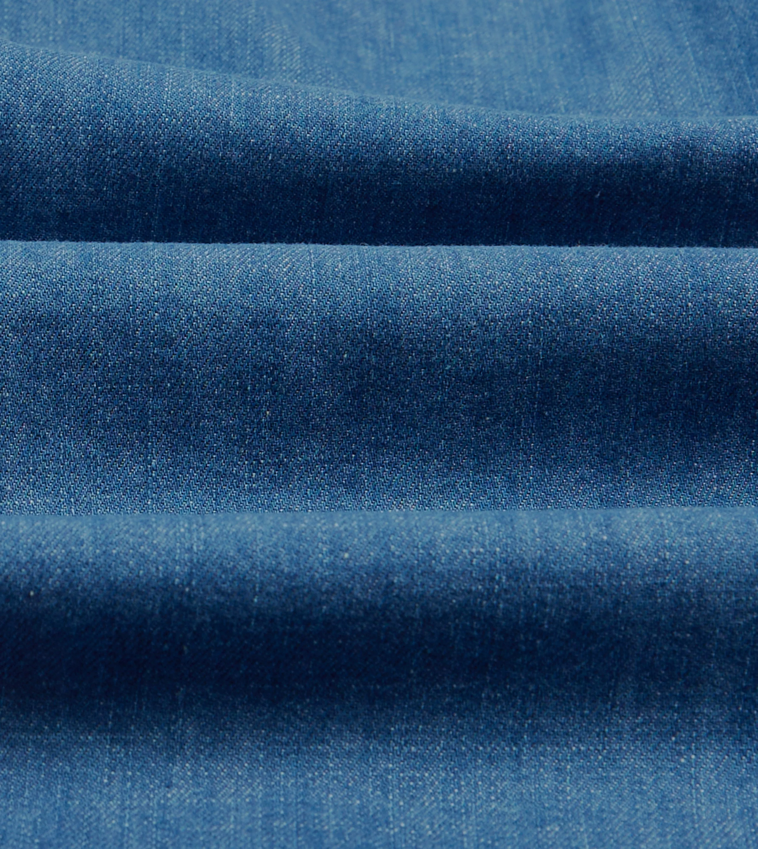 Blue Denim Spread Collar Popover Shirt Light Trend