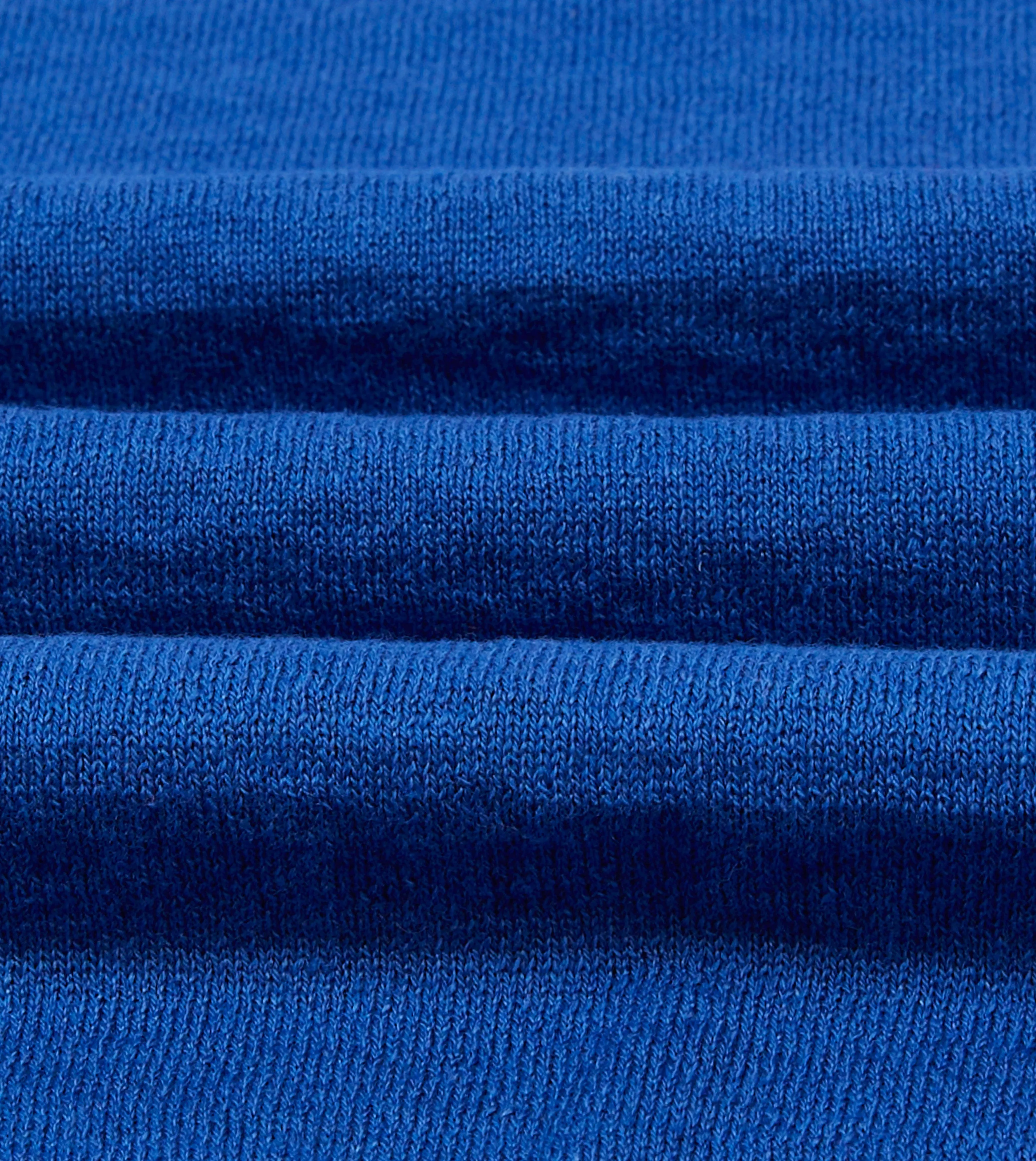 MoistureWicking Yarn Blue Linen-Cotton Knitted Long-Sleeve Polo Shirt