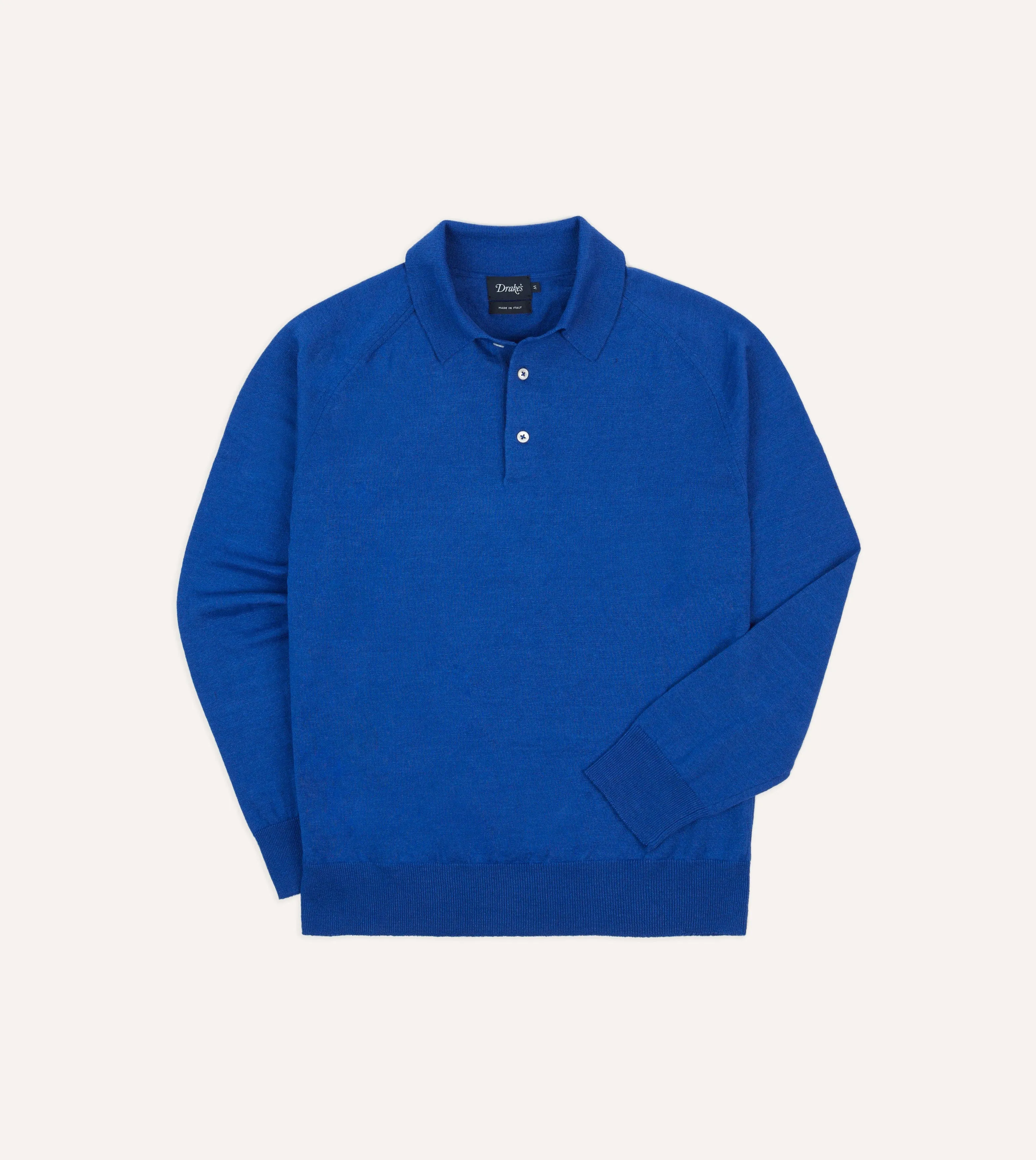 quick dry No-Fuss Look Blue Linen-Cotton Knitted Long-Sleeve Polo Shirt