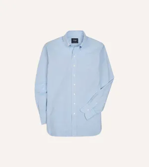Fun Style SoftenedNeckline Blue Pinpoint Oxford Cotton Cloth Button-Down Shirt