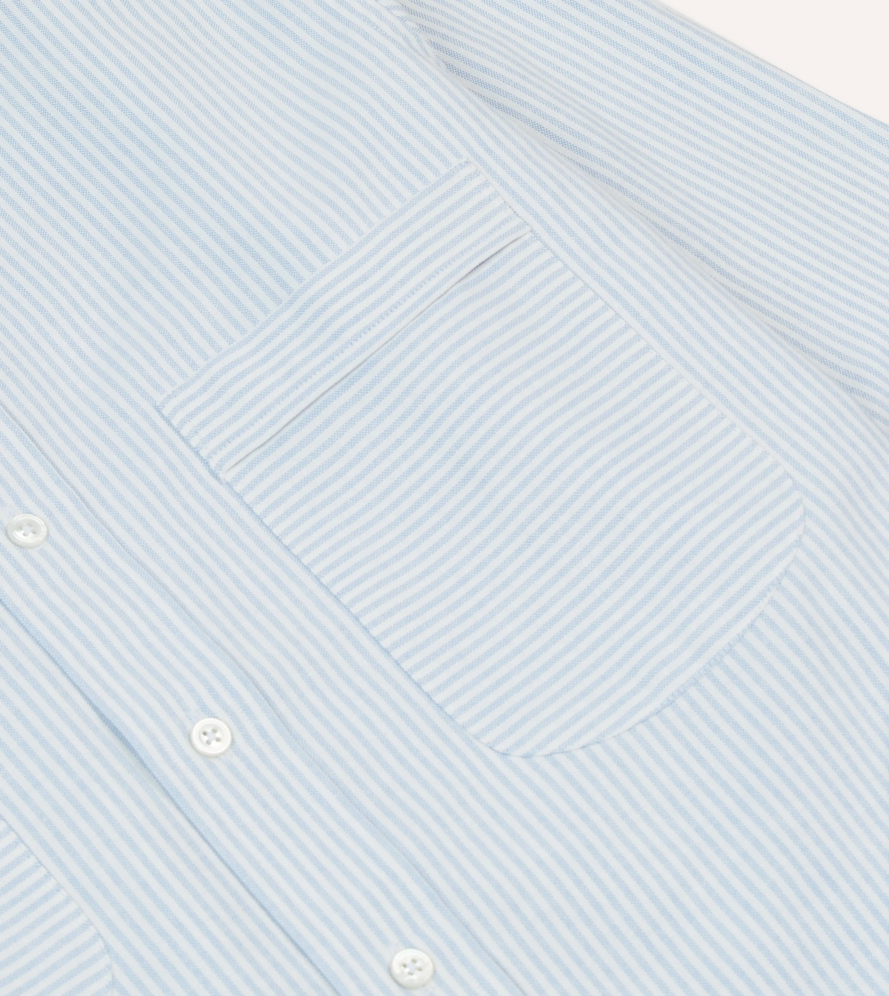 Cross Grain Knit WrinkleResistant Texture Blue Ticking Stripe Oxford Cloth Button-Down Work Shirt