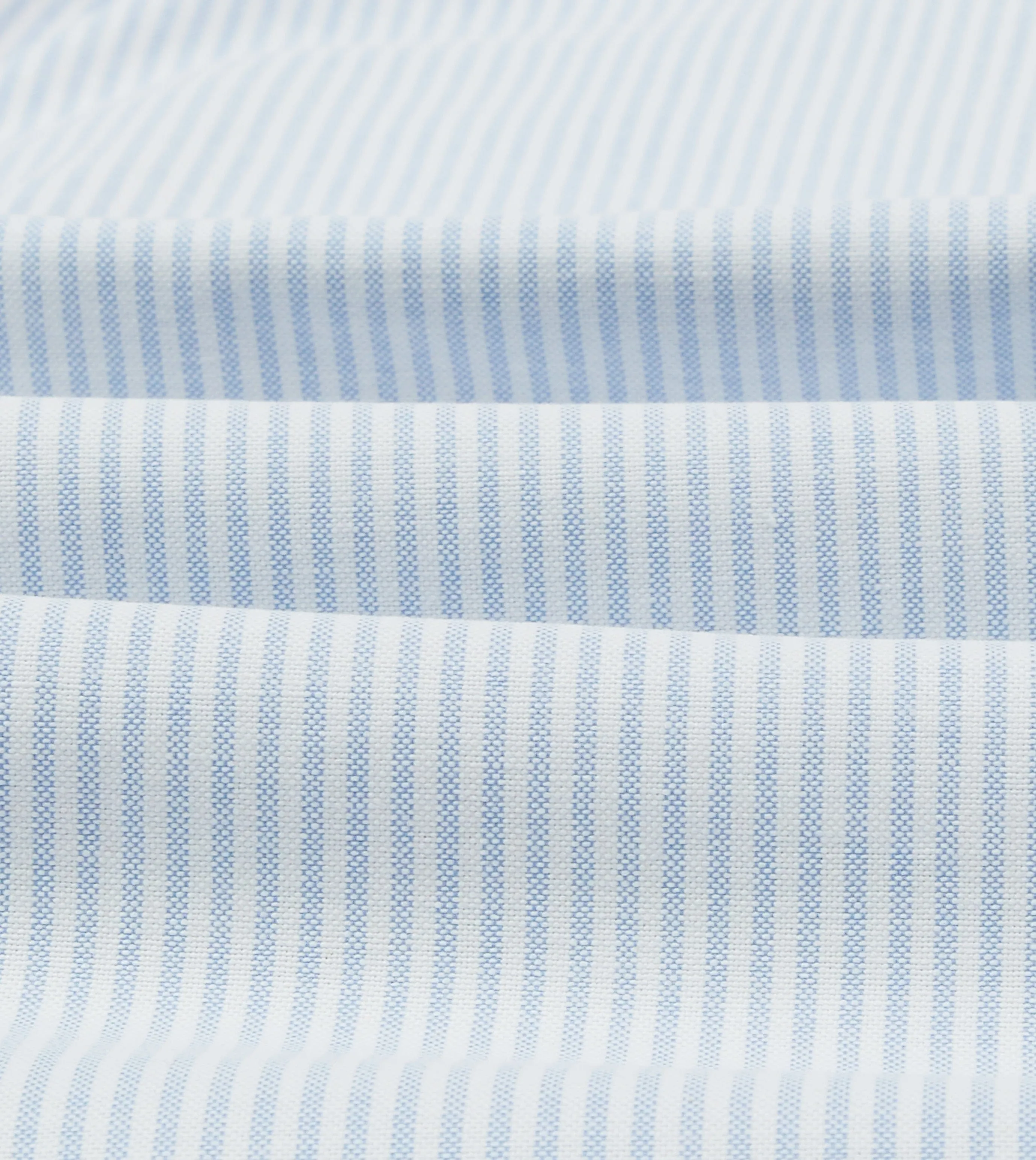 Blue Ticking Stripe Oxford Cloth Button-Down Work Shirt Soft Wear Breathable Layer Fit