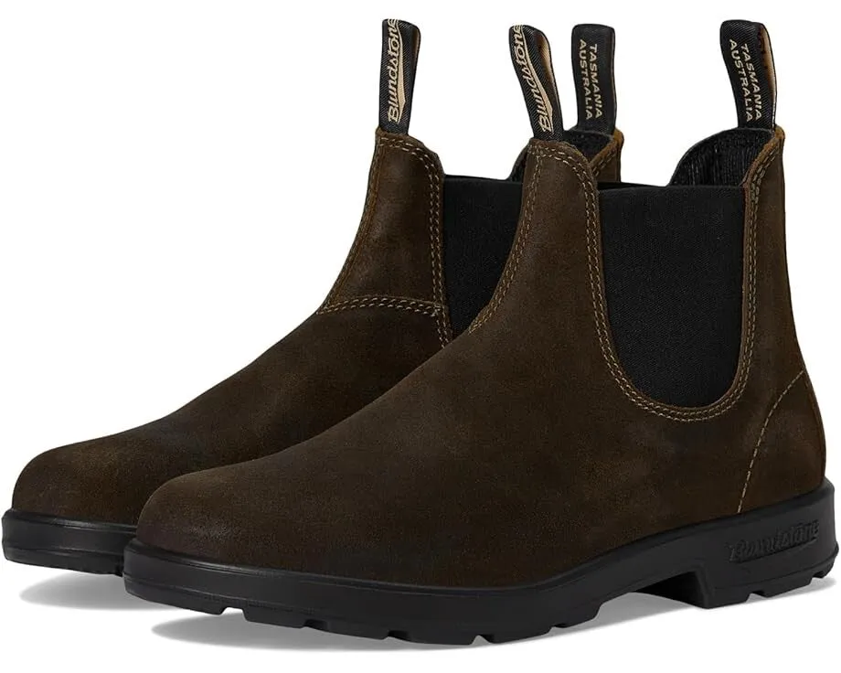 Soft Full Grain Leather Workplan Fit Blundstone 1615 Boots Men's  Olive Suede Round Toe Ankle Chelsea JOBB516