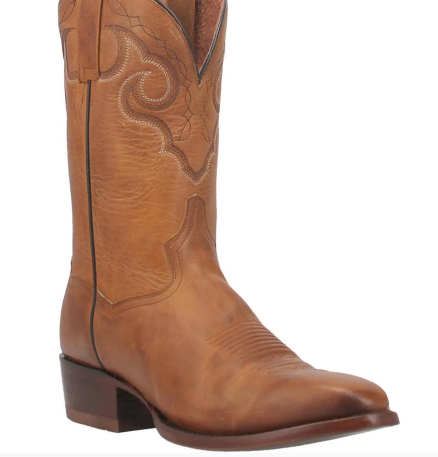Men's Simon French Taper Toe Cowboy Boot In Tan All-Day Fit Simple Shade