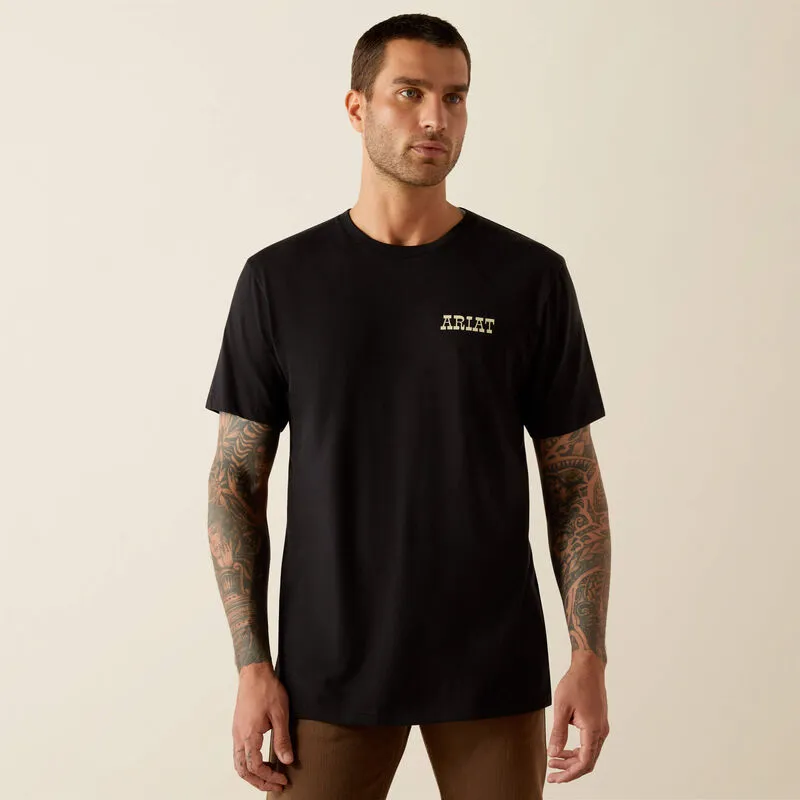 Reinforced Shoulder Stitching Natural Fiber Blend Ariat Men's Bull Riding Graphic T-Shirt in Black