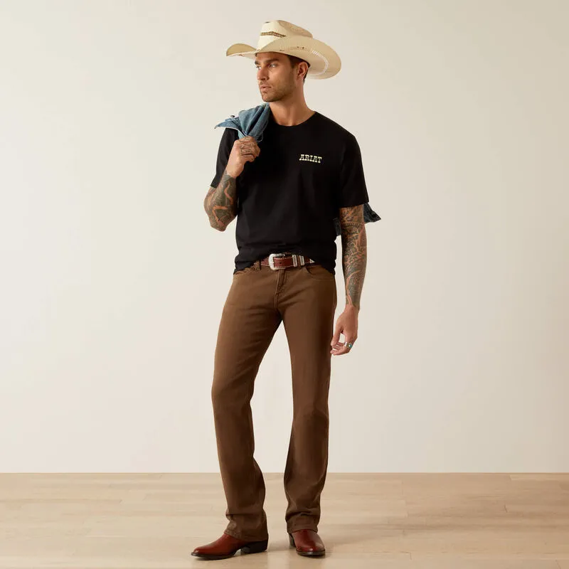 Daily Casual Embroidered Details Ariat Men's Bull Riding Graphic T-Shirt in Black