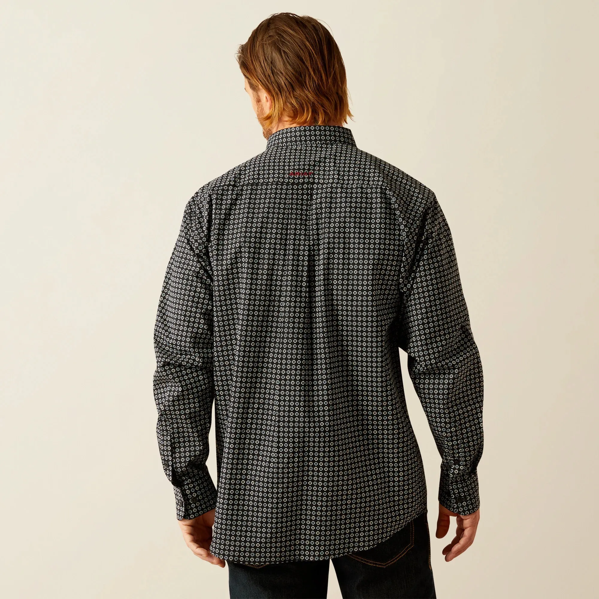 Ariat Men's L/S Gustav Classic Fit Western Button Down Shirt in Black Floral Geometric Sophisticated Casual