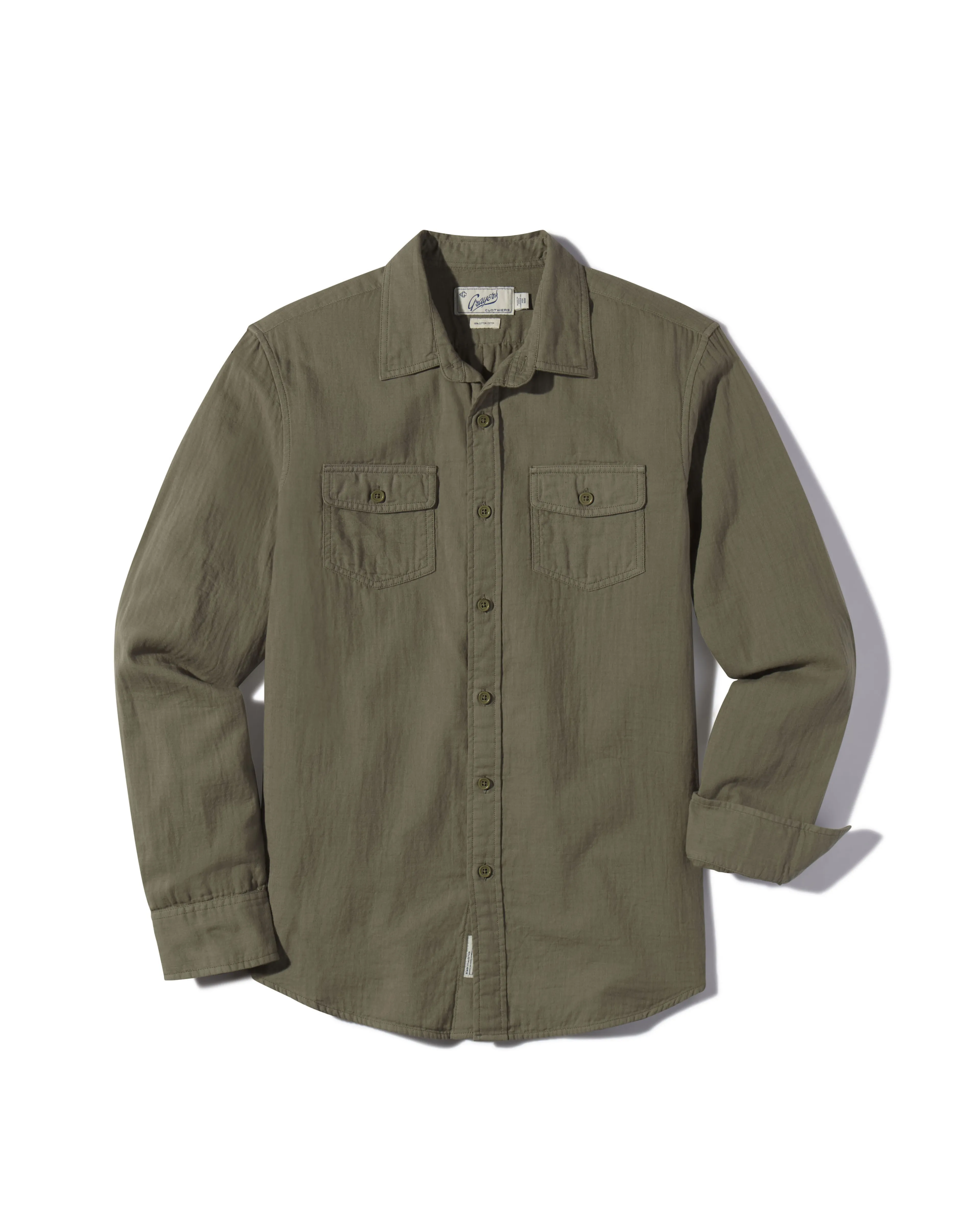 Brando Lightweight Double Cloth Shirt - Military Olive Teenager coolness
